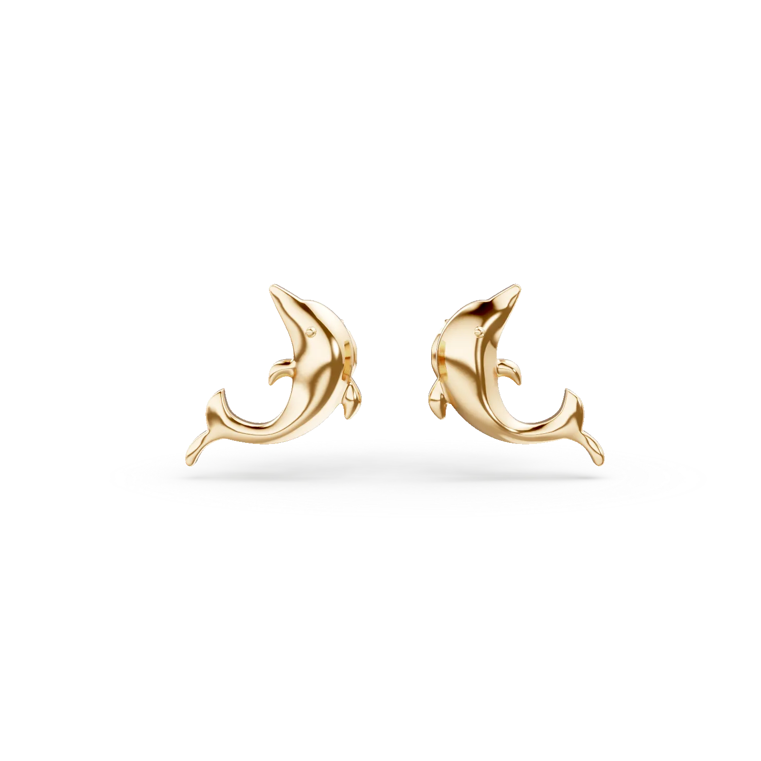 Cercei delfini cu surub din aur galben