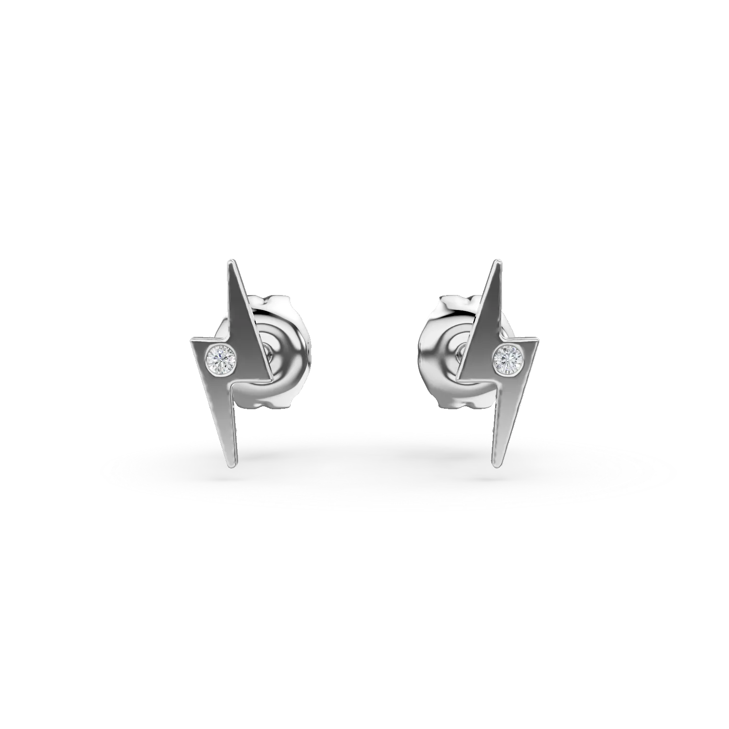 Cercei fulger din aur alb cu zirconii