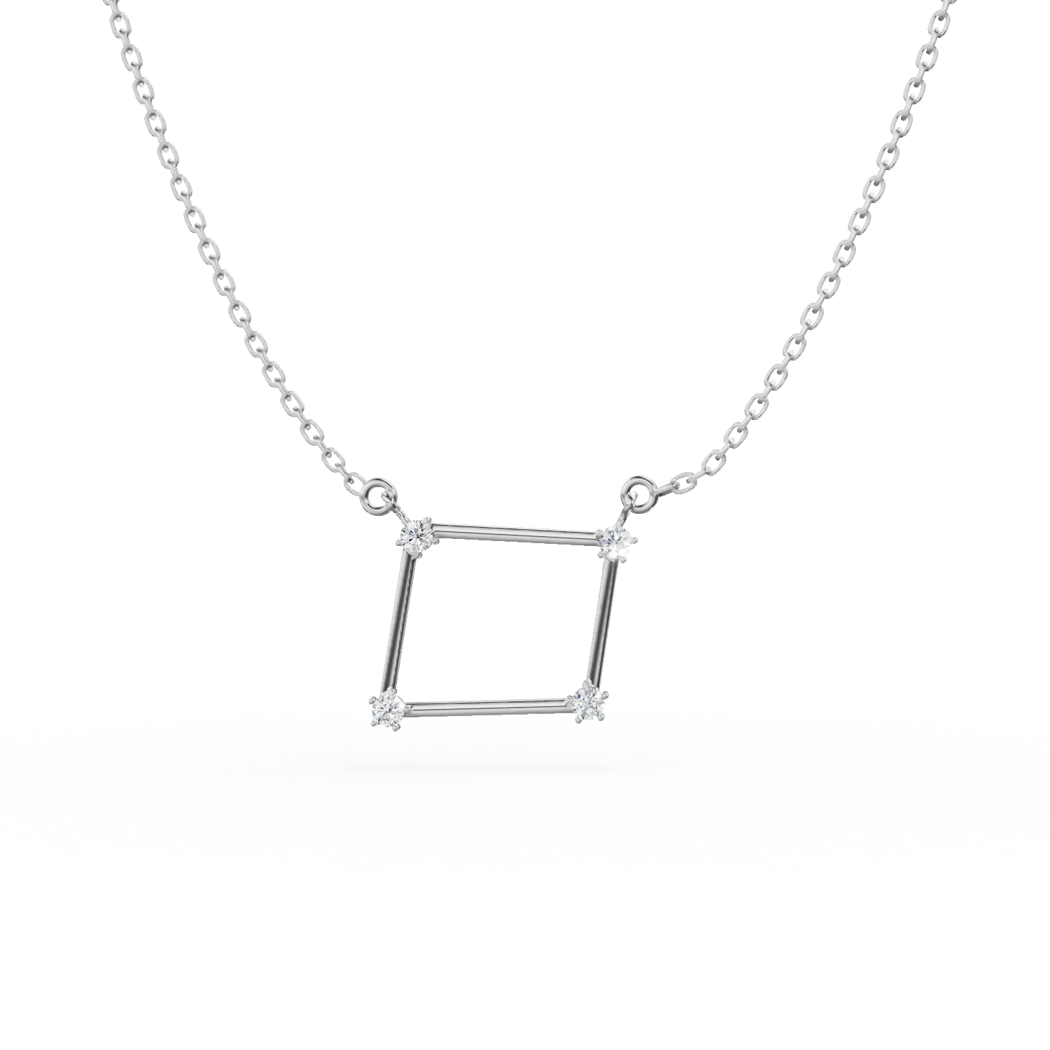 Lant cu pandantiv geometric din aur alb cu zirconii - imagine 5