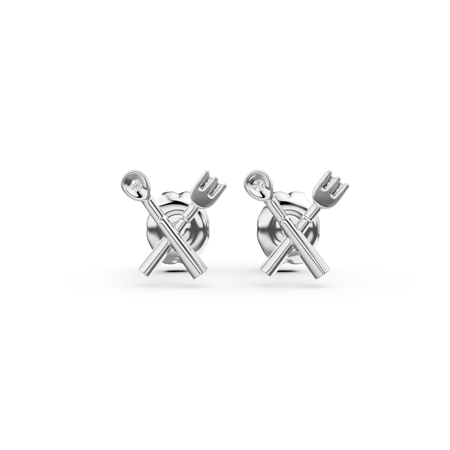 Cercei simboluri gastronomice cu surub din aur alb