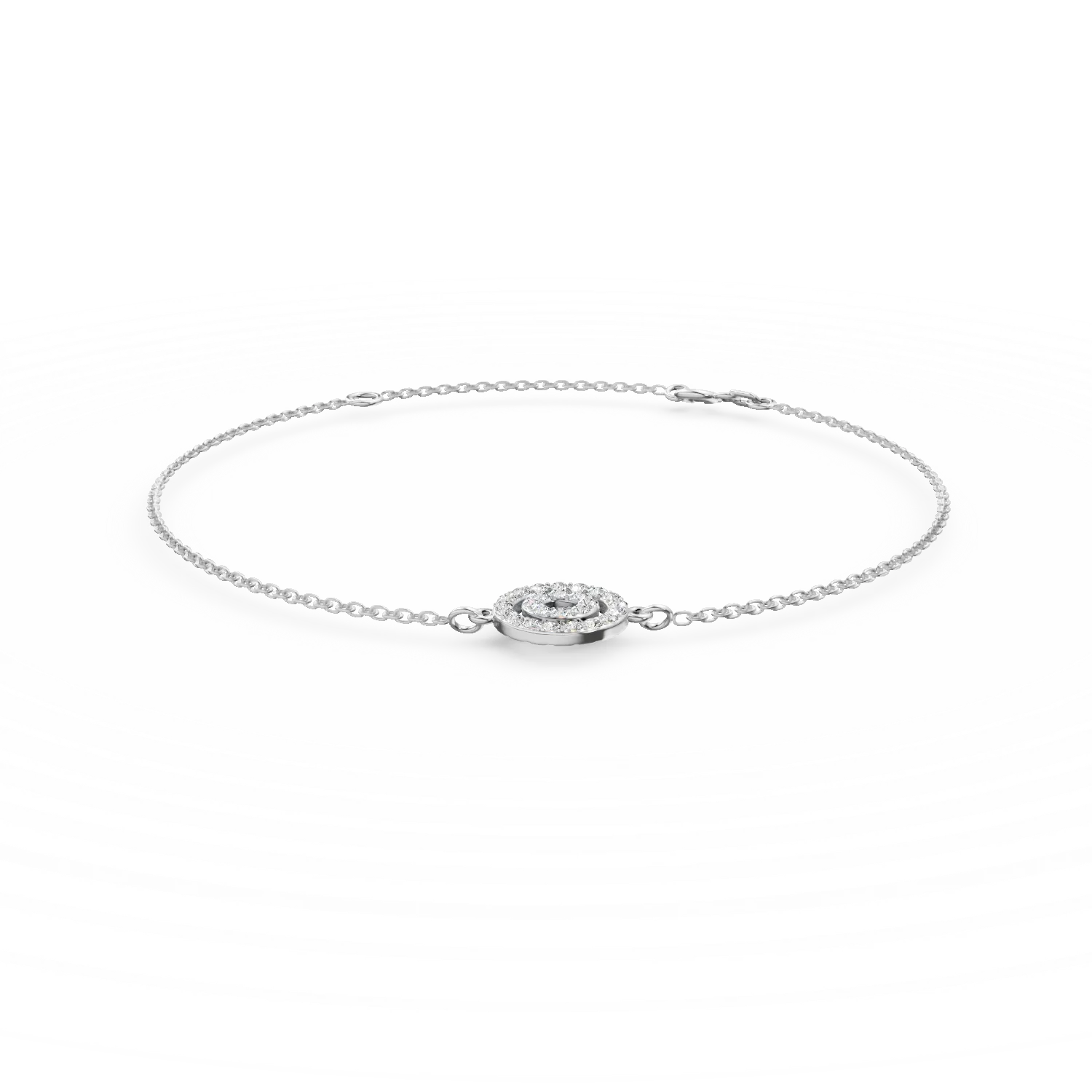 Bratara cu pandantiv geometric din aur alb cu zirconii