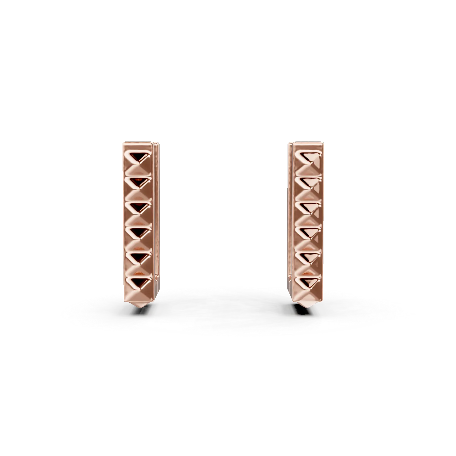 Cercei dreptunghiulari cu tortite din aur roz