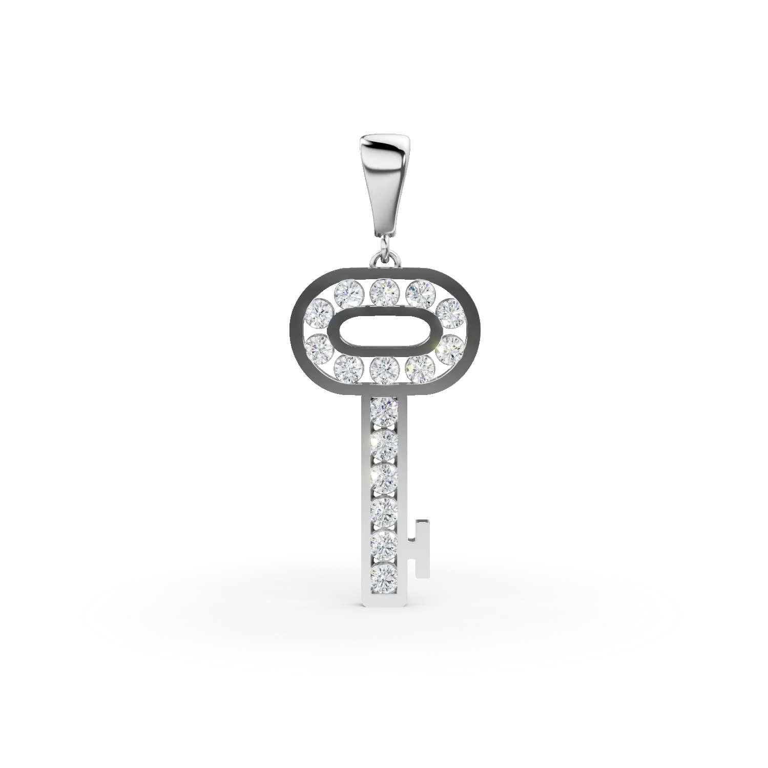 Pandantiv cheita din aur alb cu zirconii