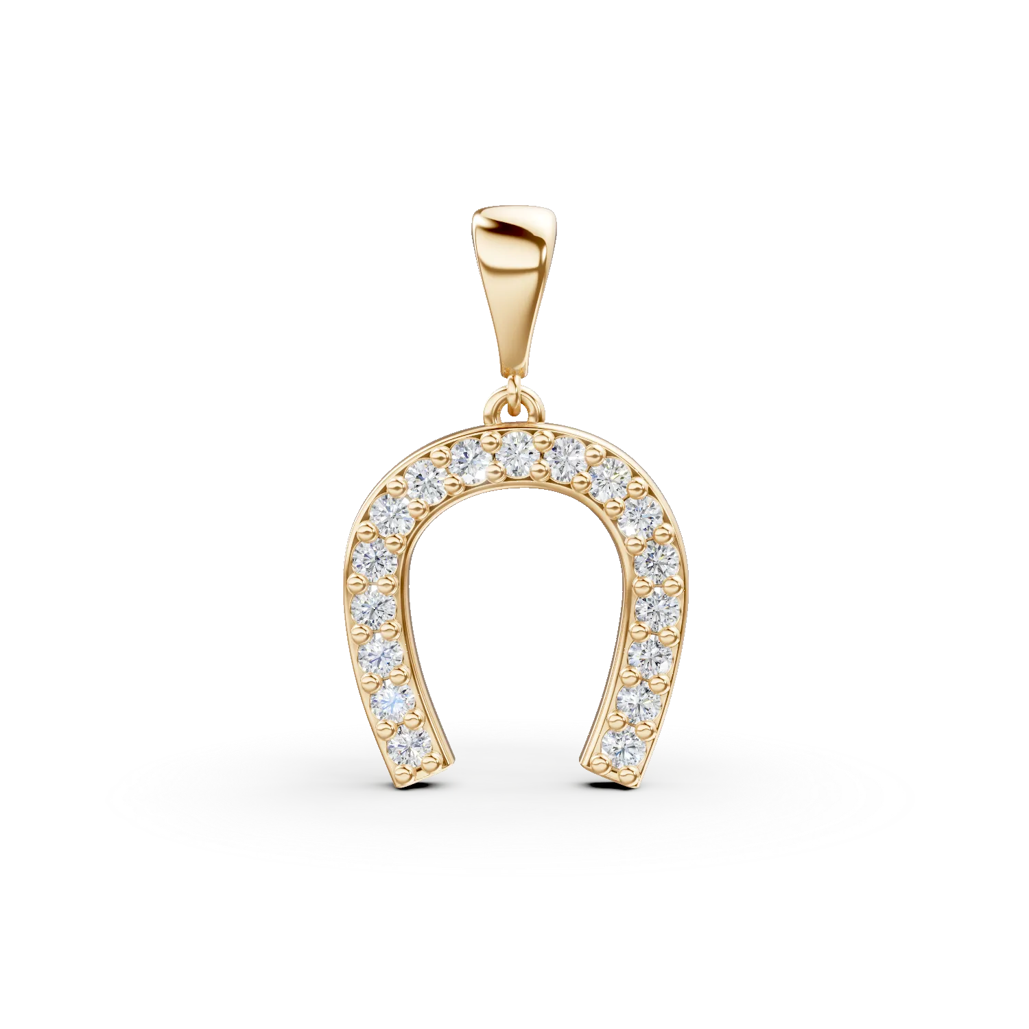 Pandantiv potcoava din aur galben cu zirconii