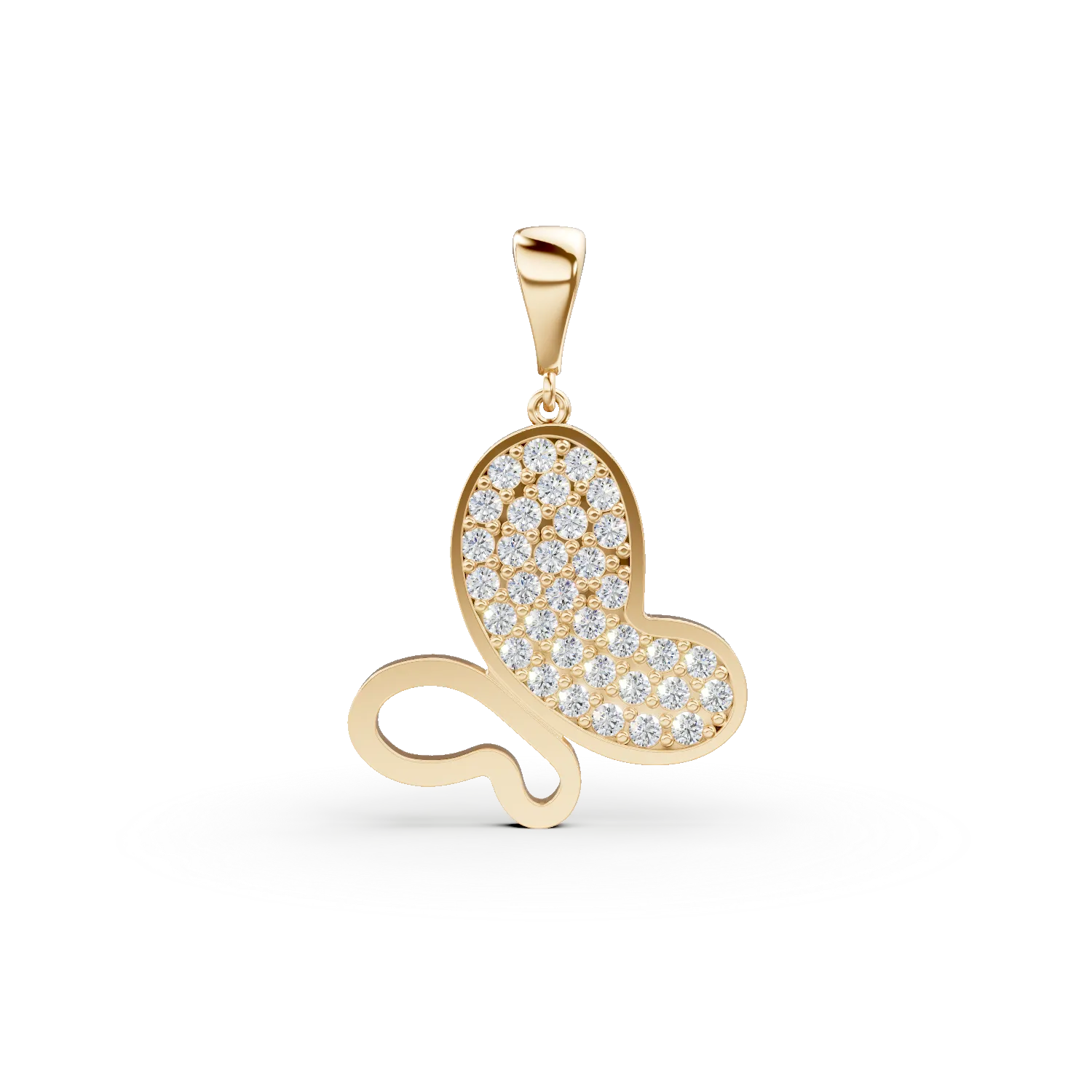 Pandantiv fluture din aur galben cu zirconii