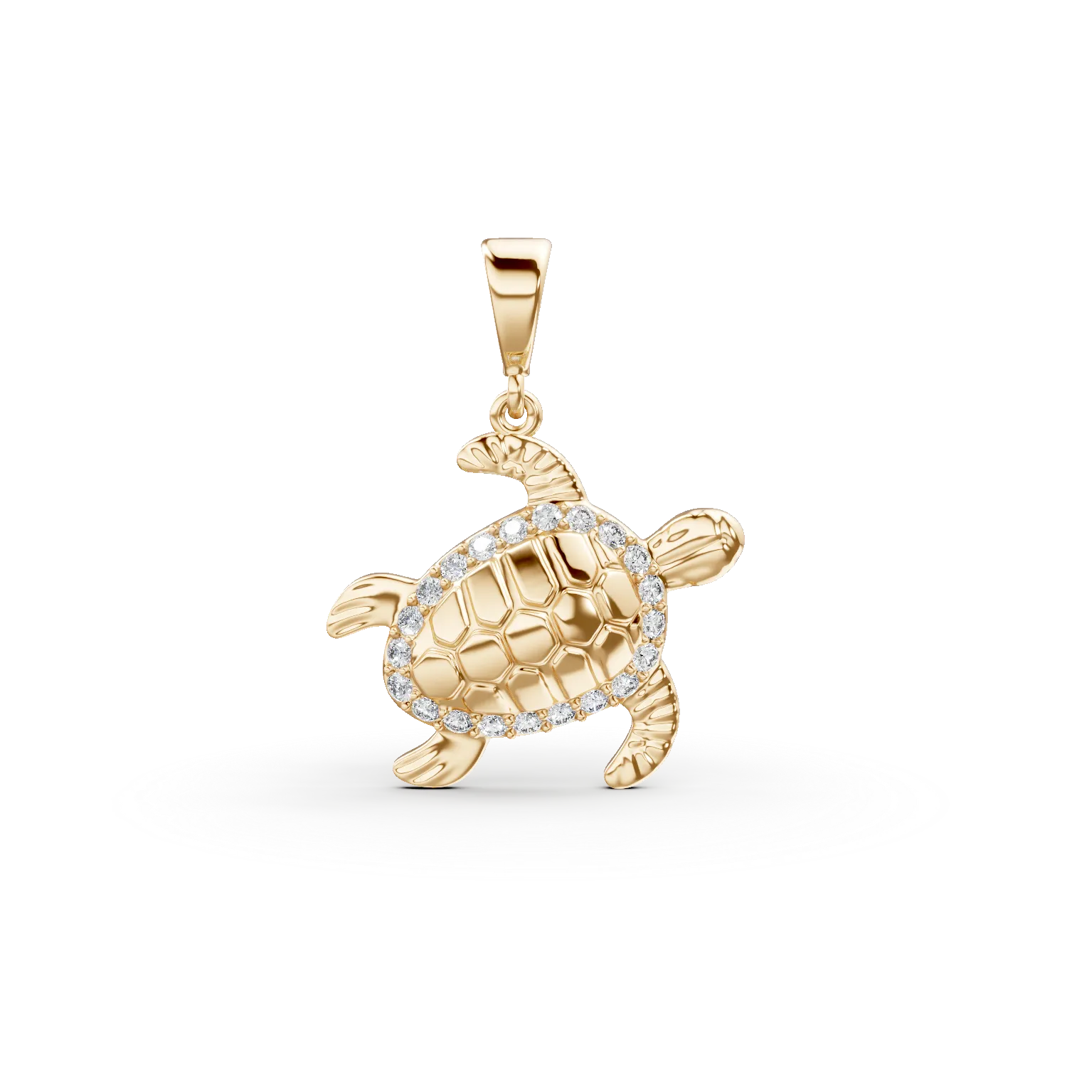 Pandantiv testoasa din aur galben cu zirconii