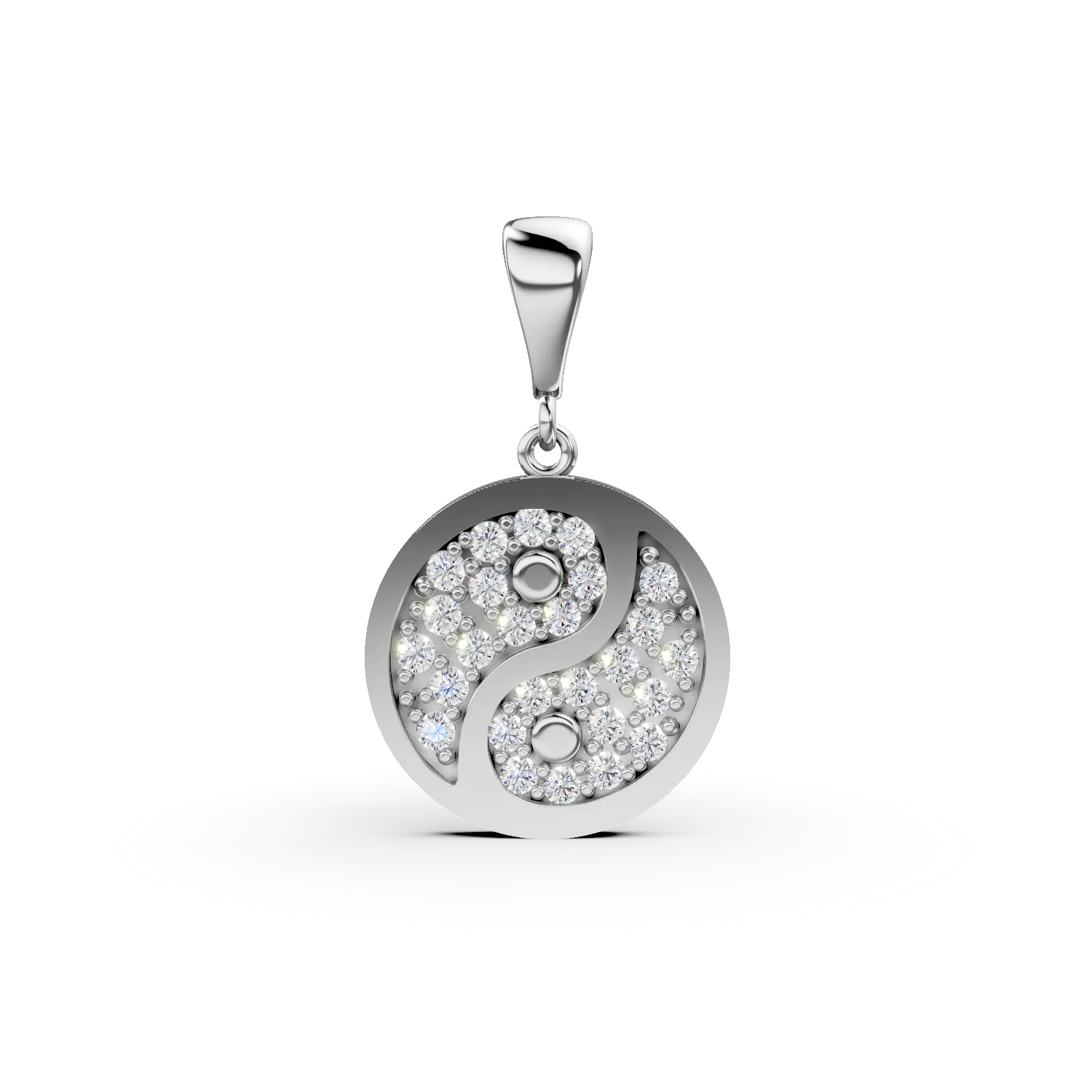 Pandantiv yin-yang din aur alb cu zirconii