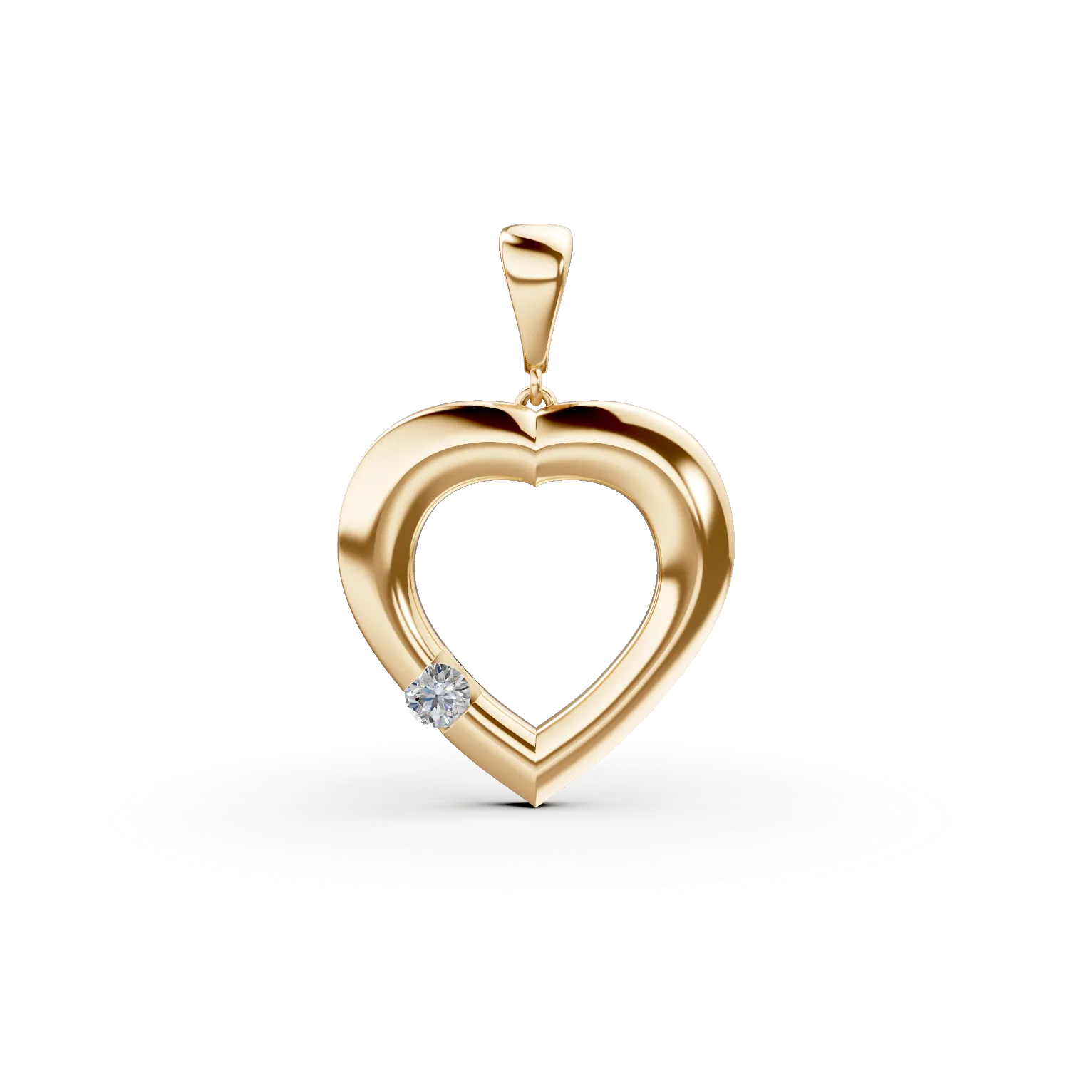 Pandantiv inima din aur galben cu zirconia
