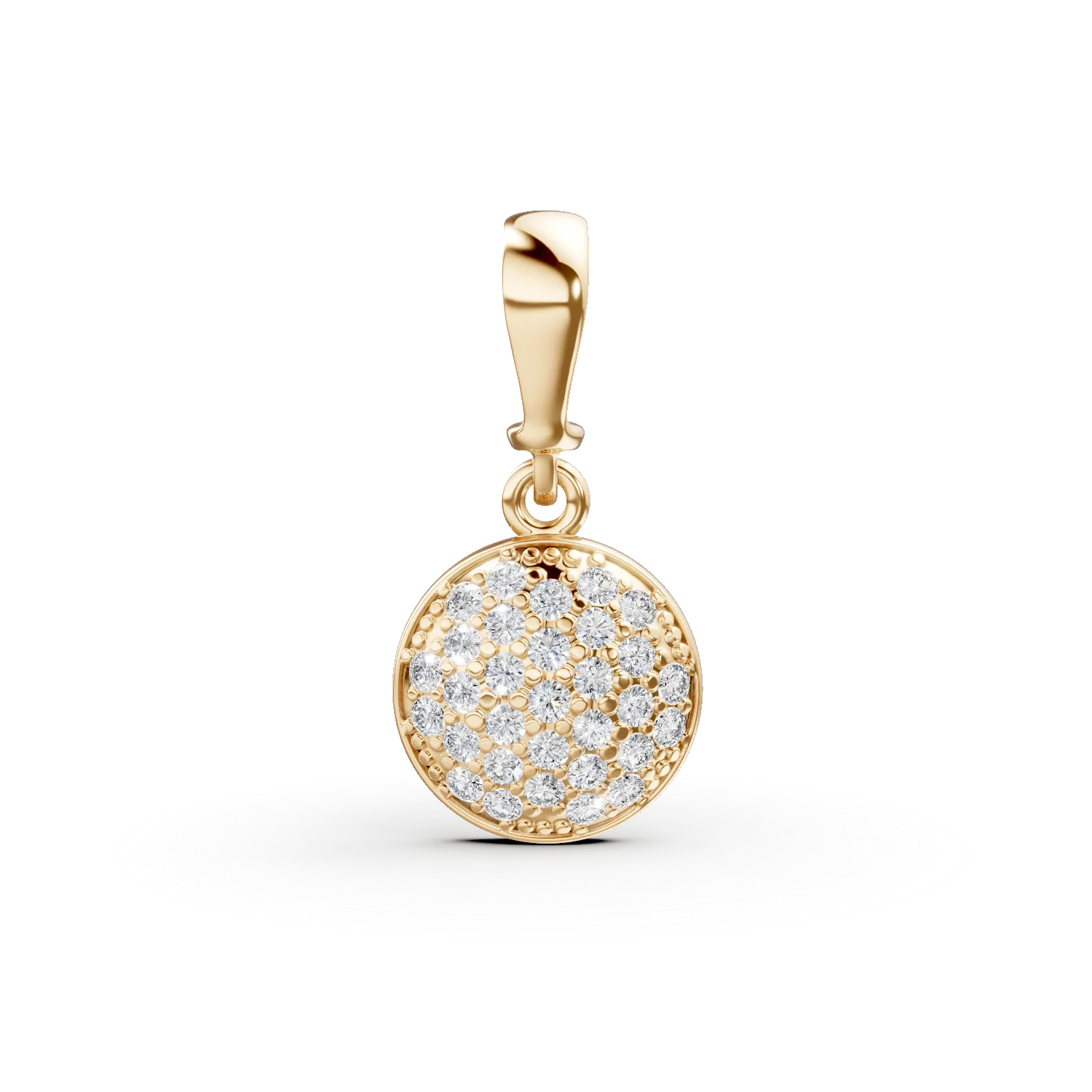 Pandantiv rotund din aur galben cu zirconii