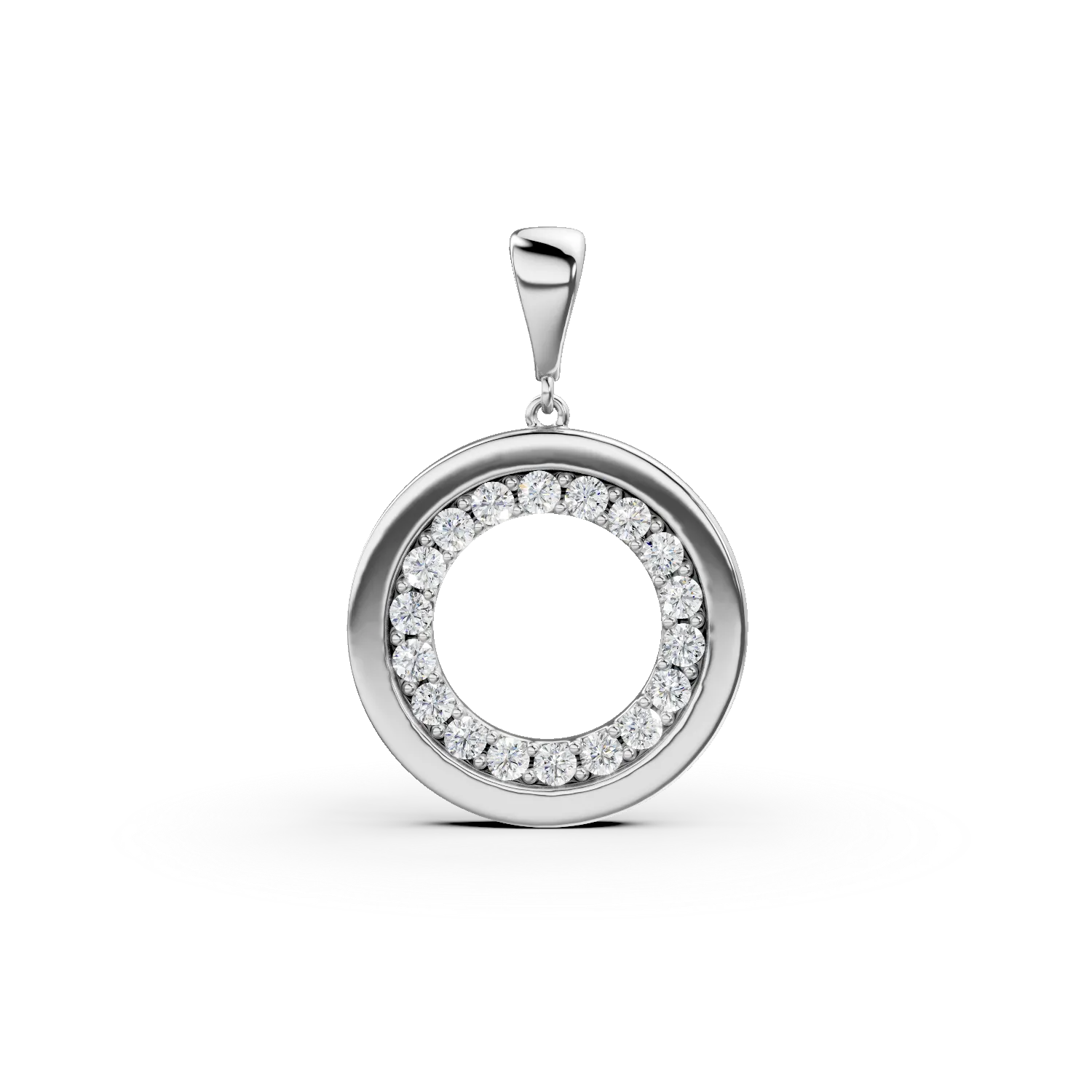 Pandantiv geometric din aur alb cu zirconii