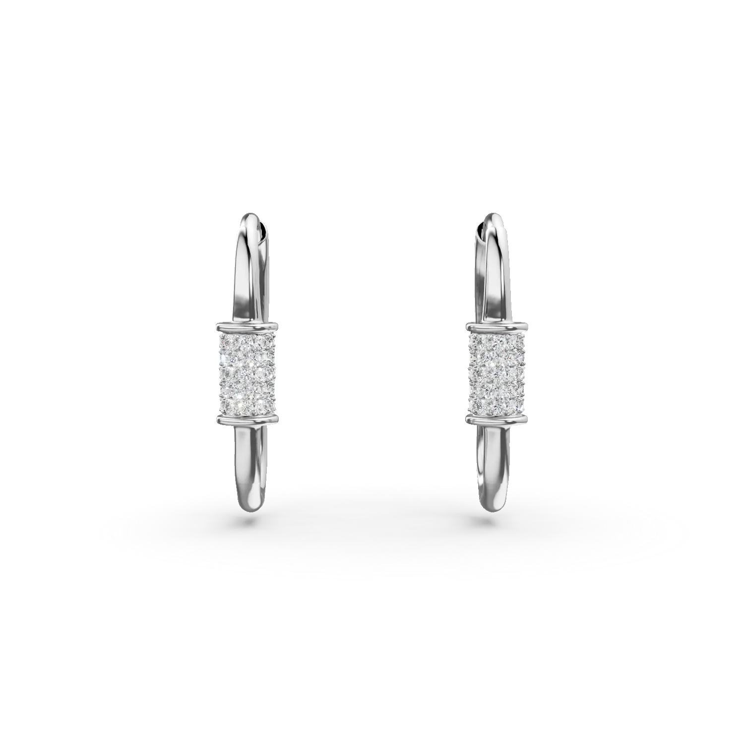 Cercei geometrici din aur alb cu zirconii