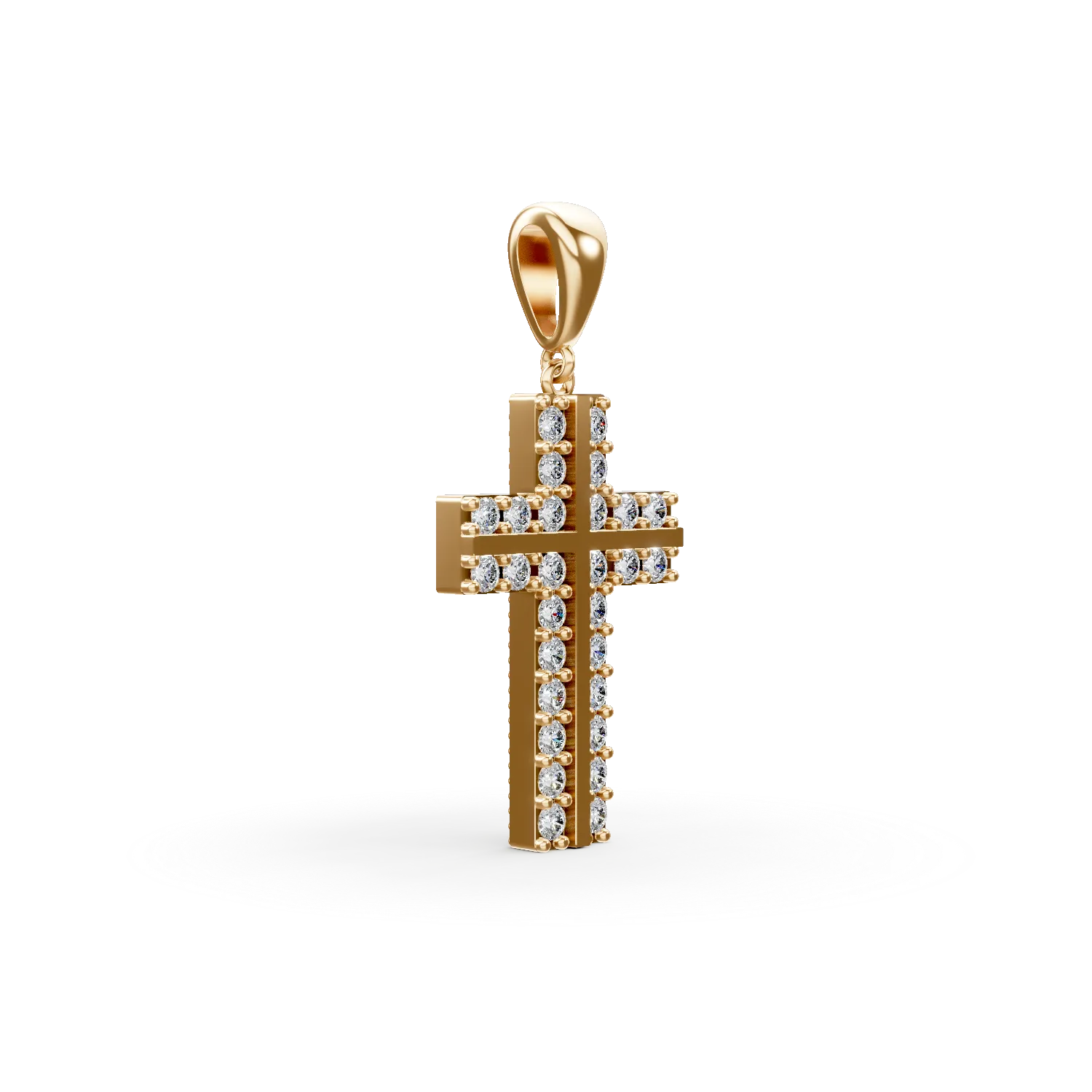 Pandantiv cruce din aur galben cu zirconii