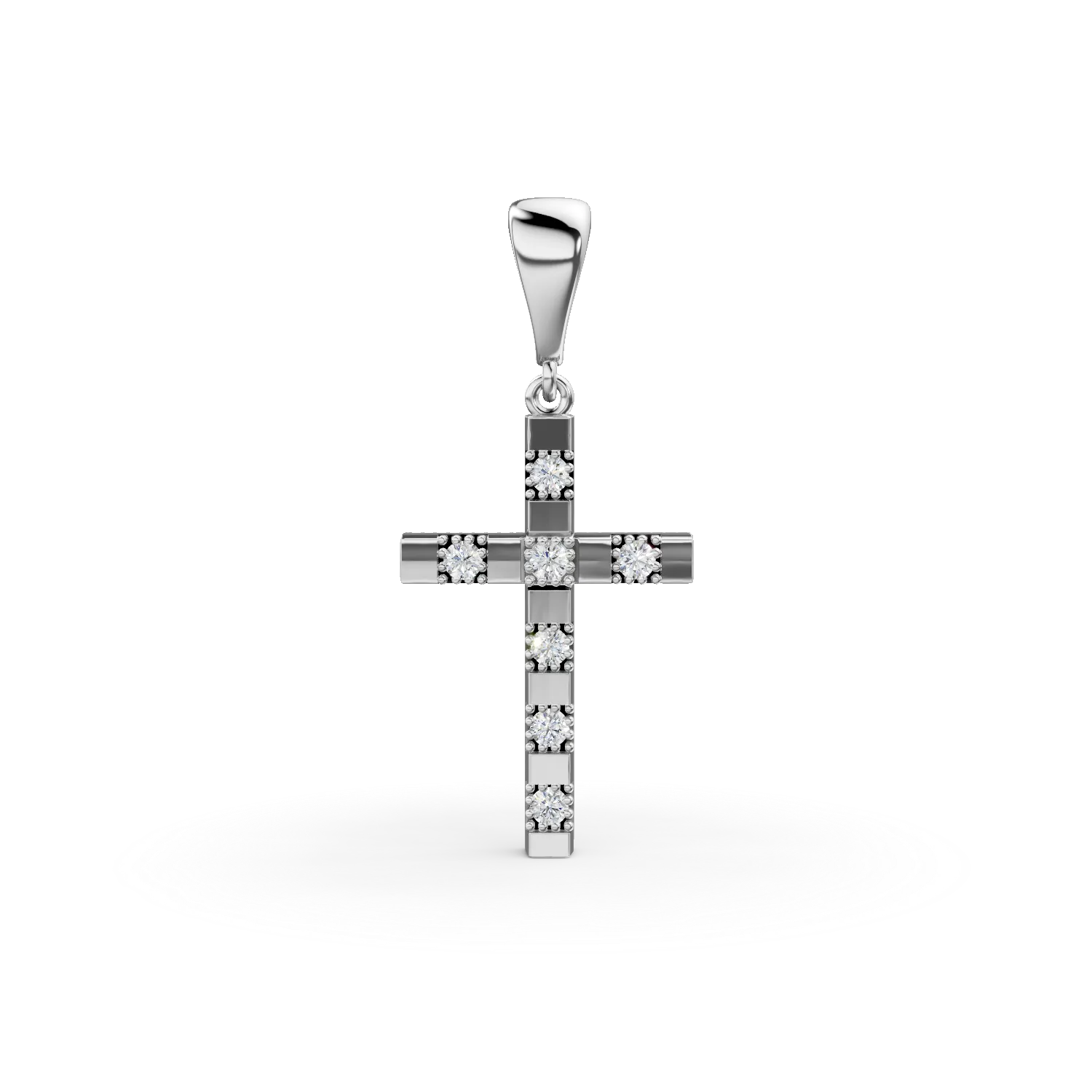 Pandantiv cruce din aur alb cu zirconii