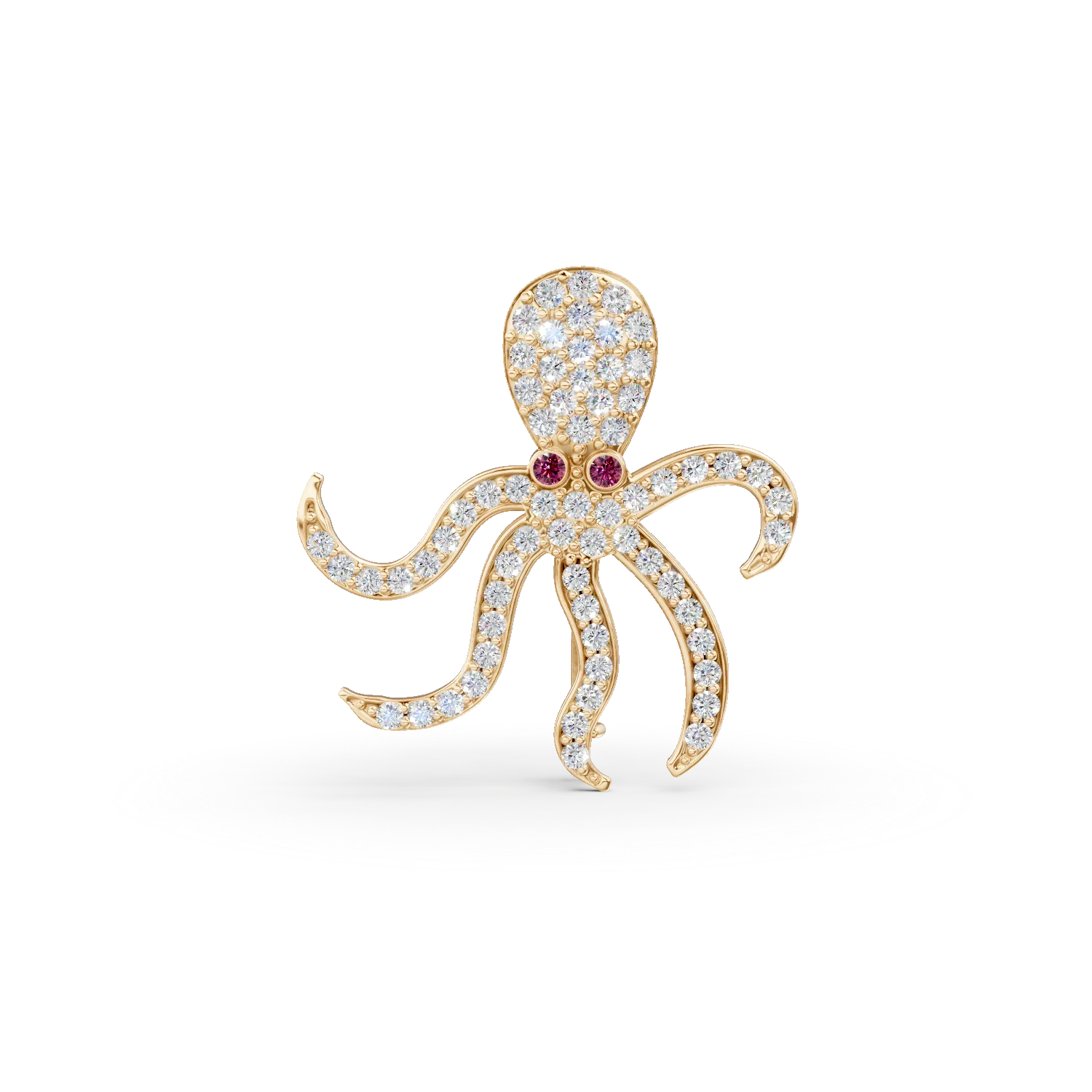 Pandantiv caracatita din aur galben cu zirconii