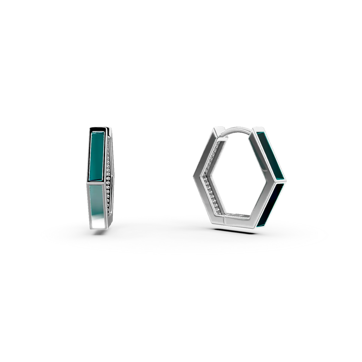 Cercei hexagonali cu tortite din aur alb