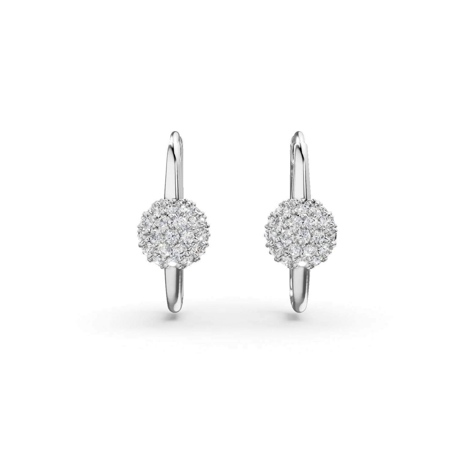 Cercei geometrici din aur alb cu zirconii