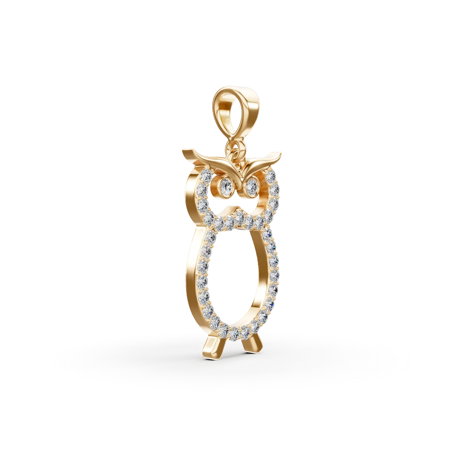 Pandantiv bufnita din aur galben cu zirconii - imagine 2