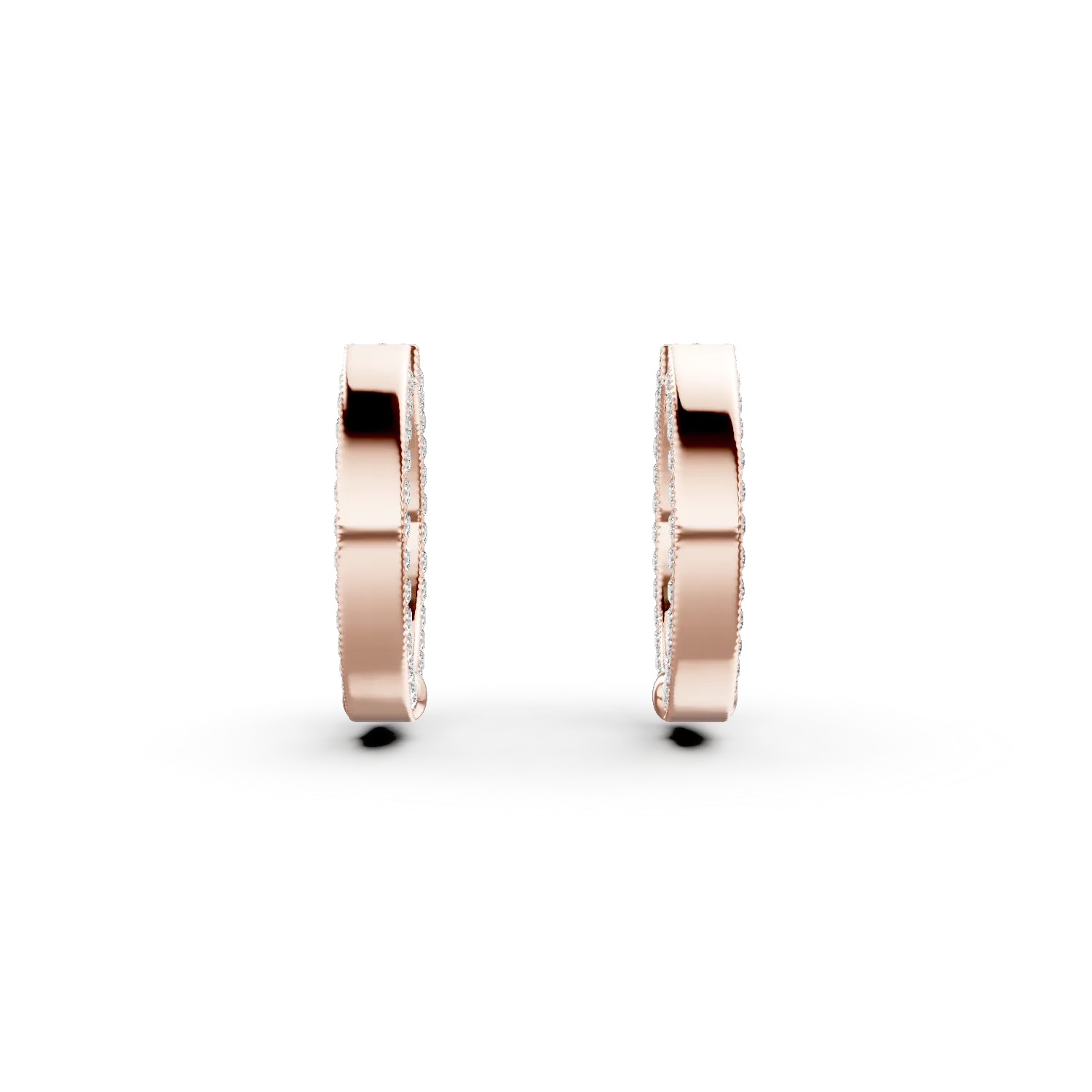 Cercei rotunzi din aur roz cu zirconii