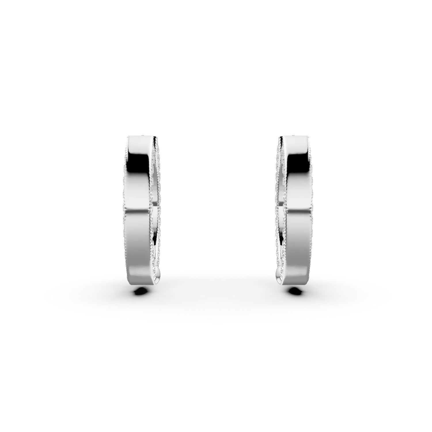 Cercei rotunzi din aur alb cu zirconii