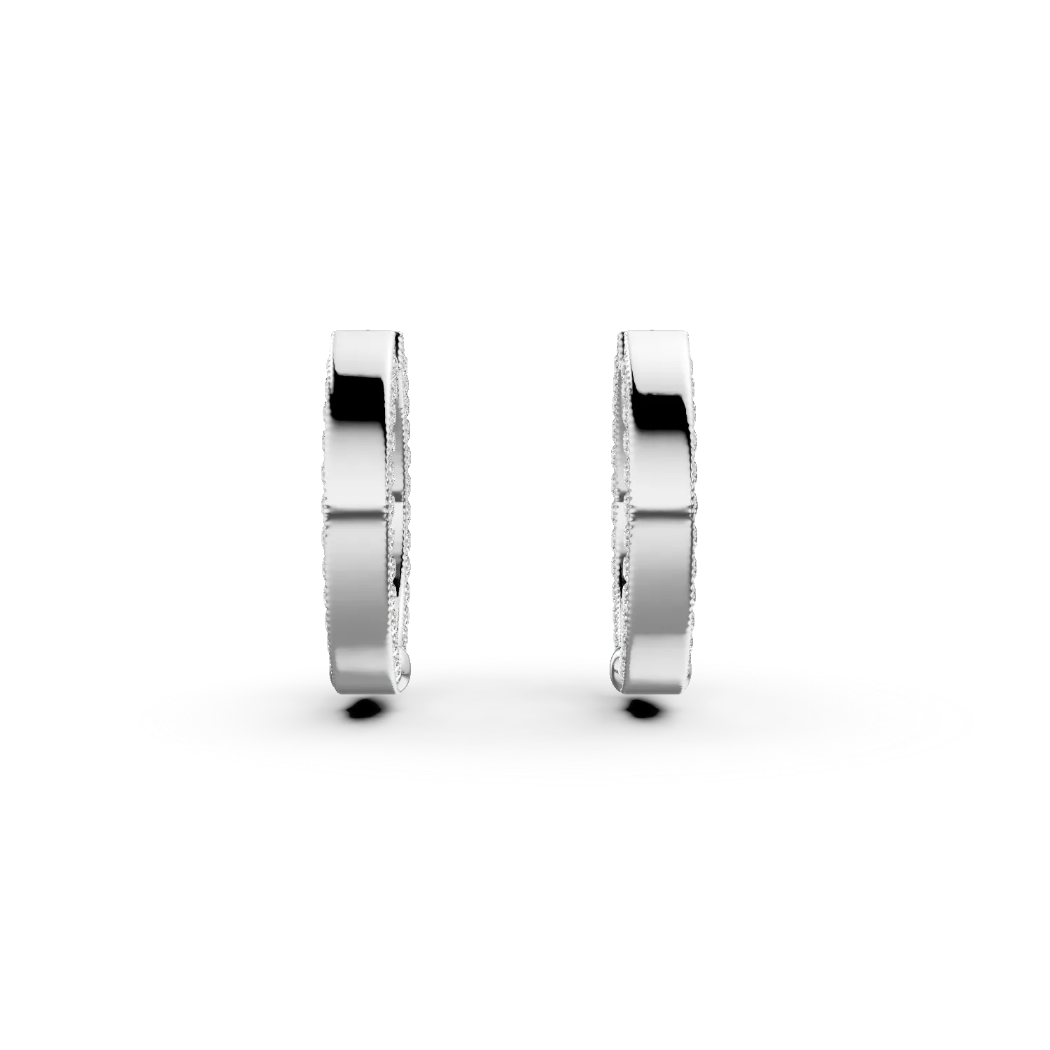 Cercei rotunzi din aur alb cu zirconii