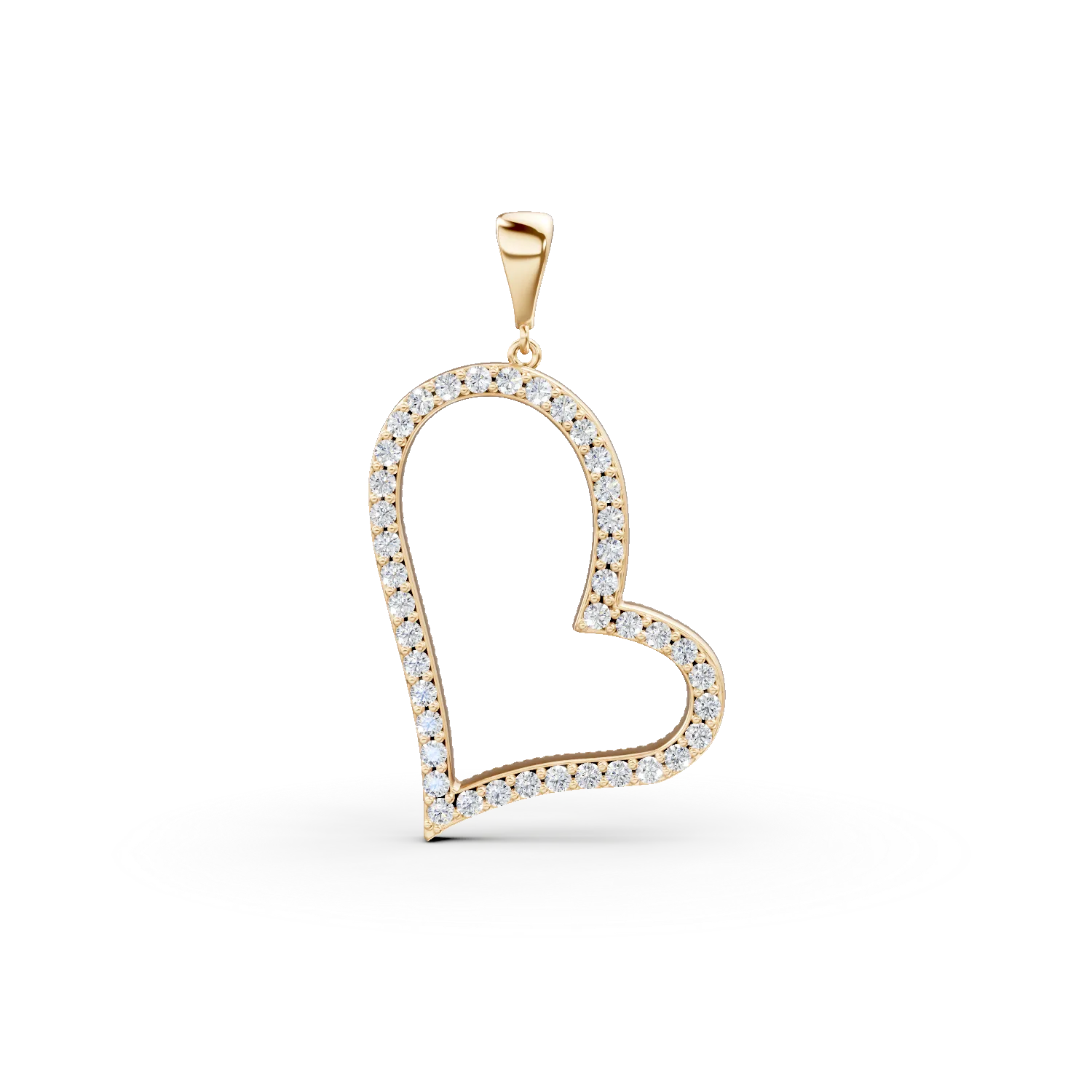 Pandantiv inima din aur galben cu zirconii