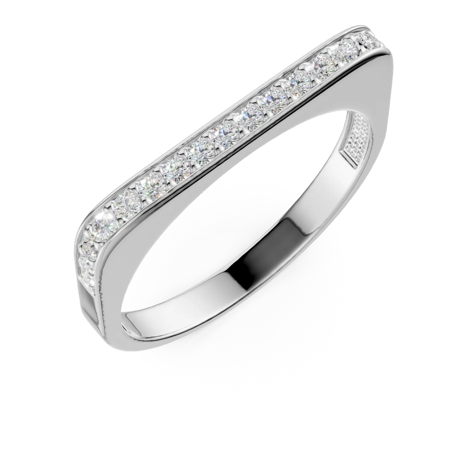 Inel din aur alb cu zirconii microsetting