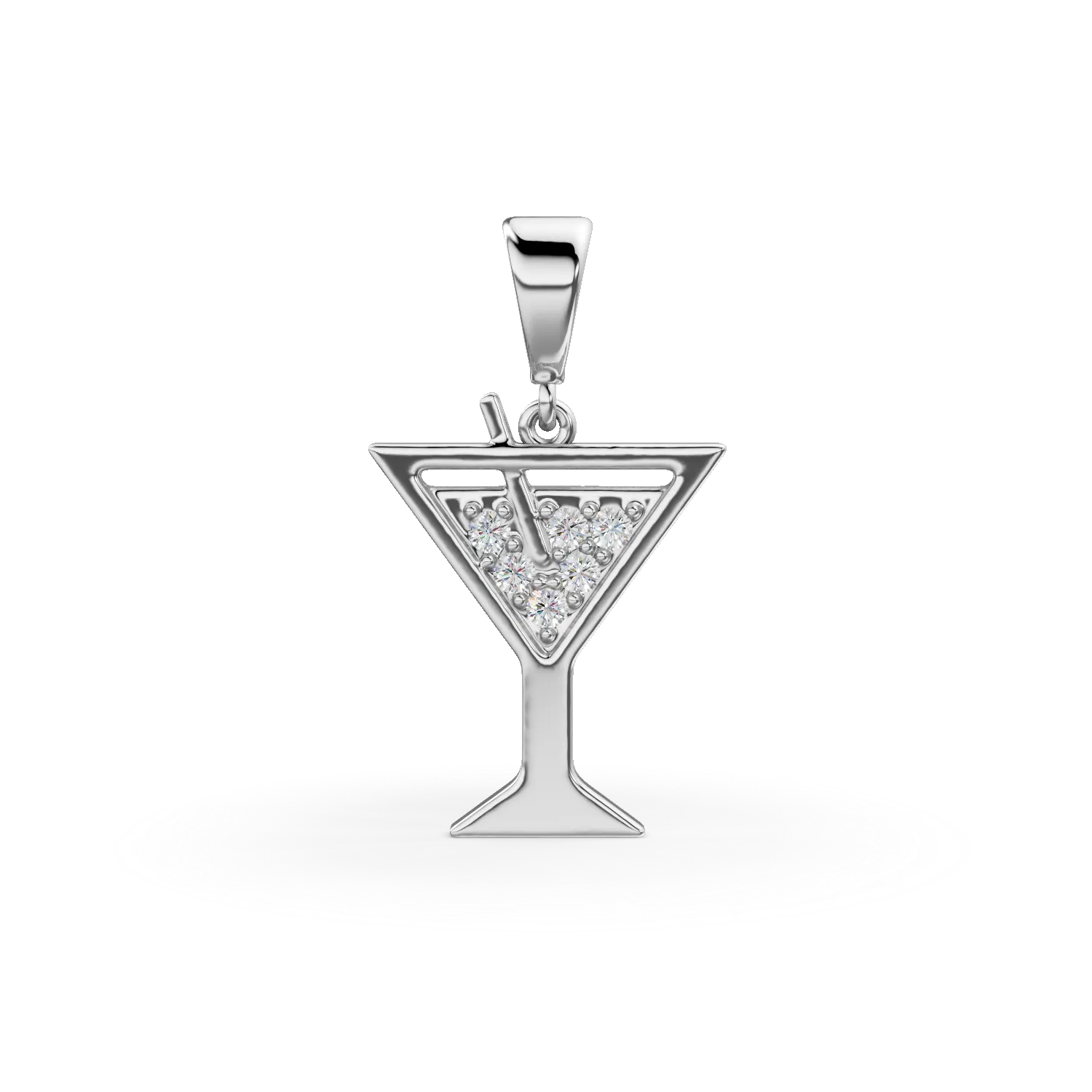 Pandantiv martini din aur alb cu zirconii Apparel & Accessories > Jewelry > Charms & Pendants DAAR 2 Pandantiv martini din aur alb cu zirconii Apparel & Accessories > Jewelry > Charms & Pendants DAAR 2