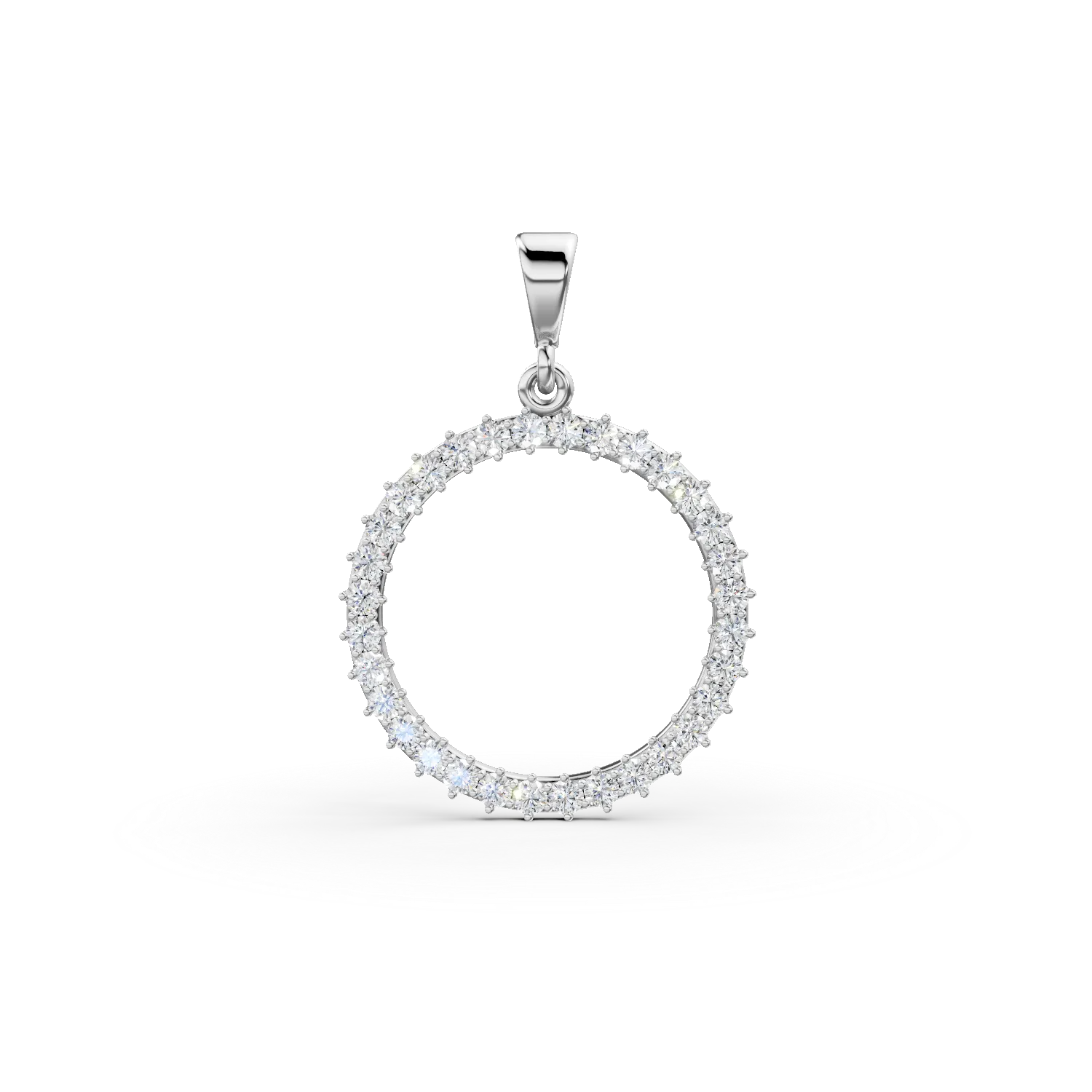 Pandantiv geometric din aur alb cu zirconii