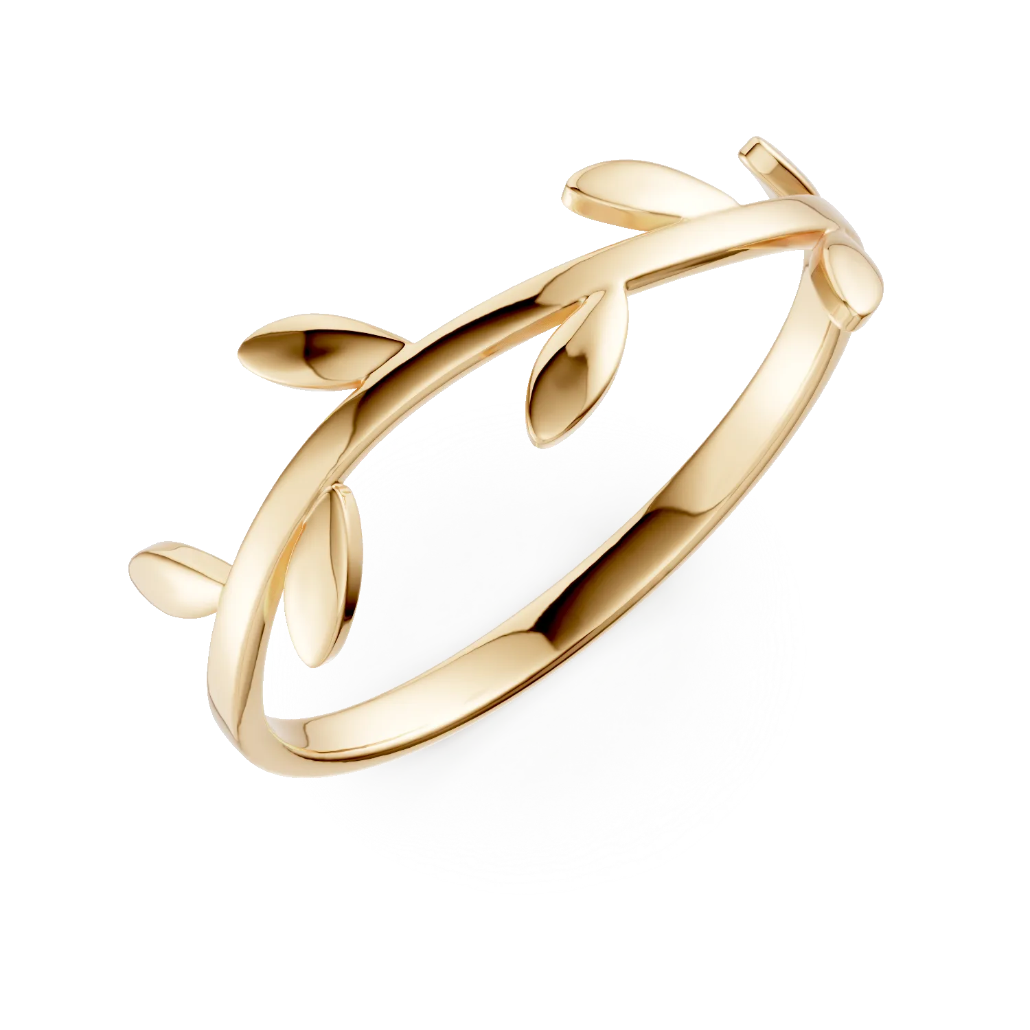 Inel cu frunze din aur galben