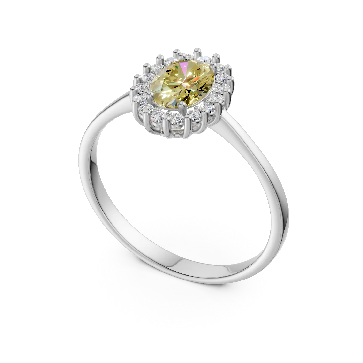 Inel din aur alb cu zirconii microsetting
