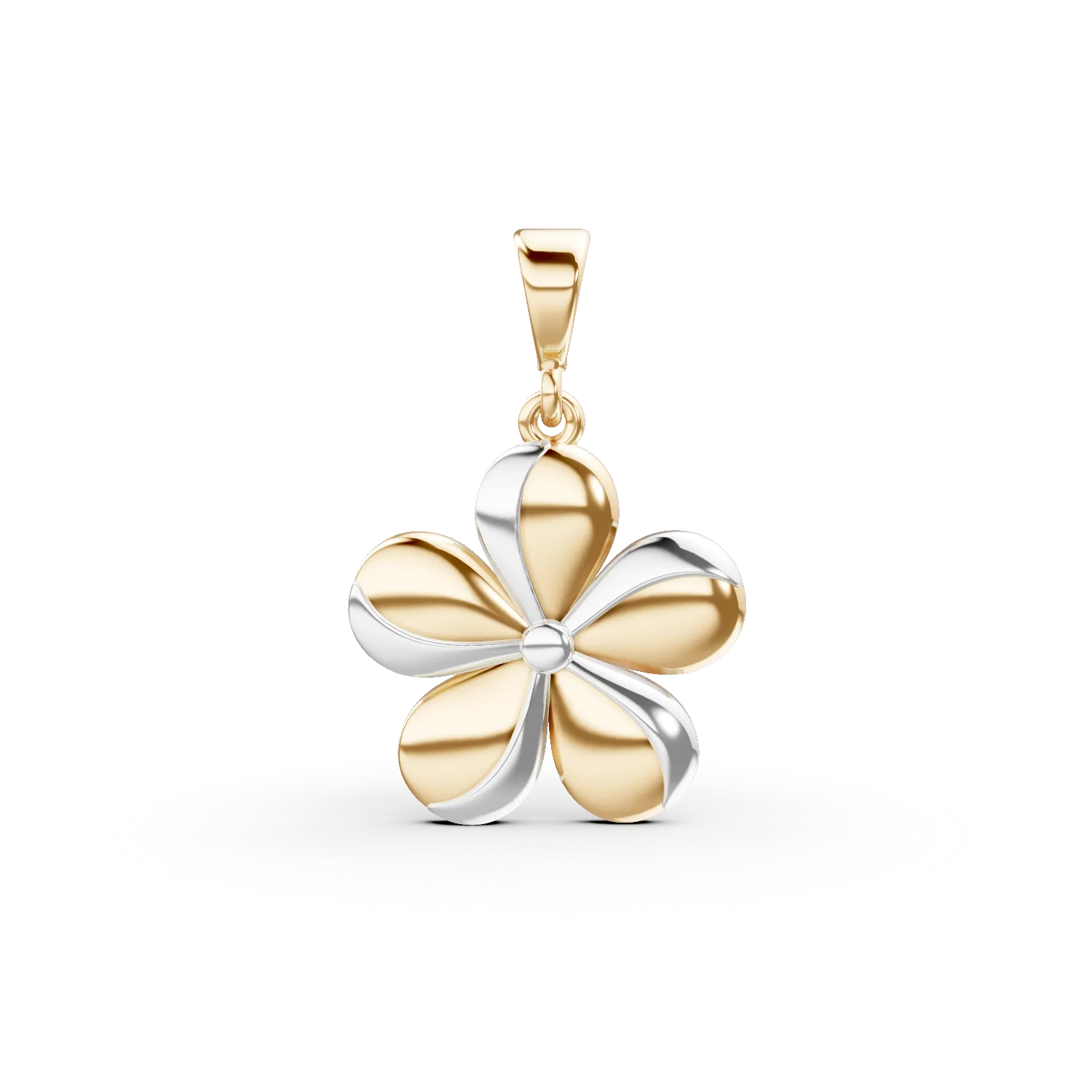 Pandantiv floare din aur alb-galben