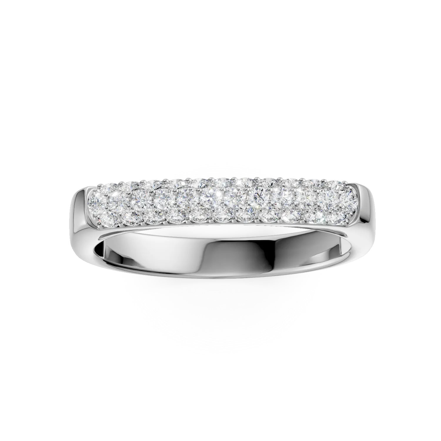 Inel minimalist din aur alb cu zirconii microsetting