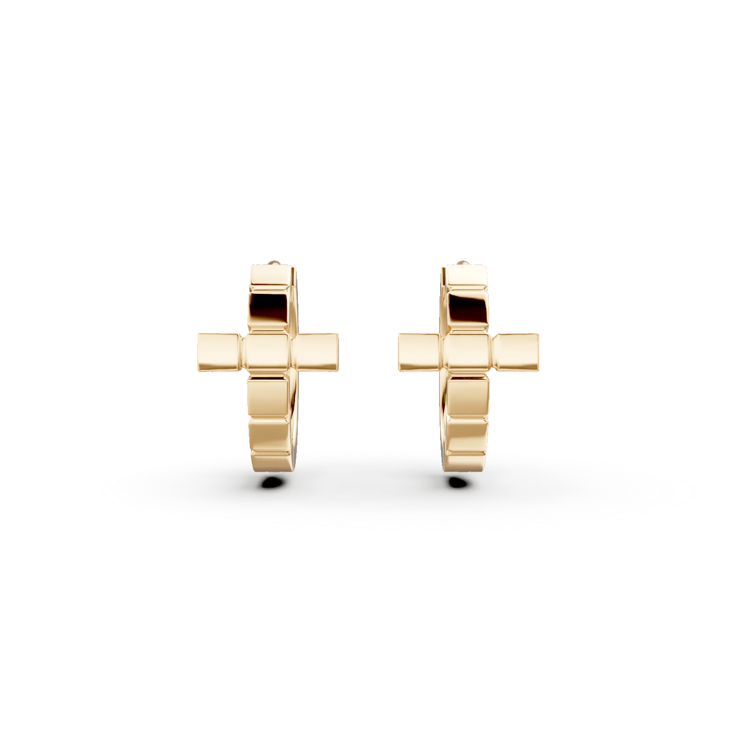 Cercei rotunzi cu cruce din aur galben