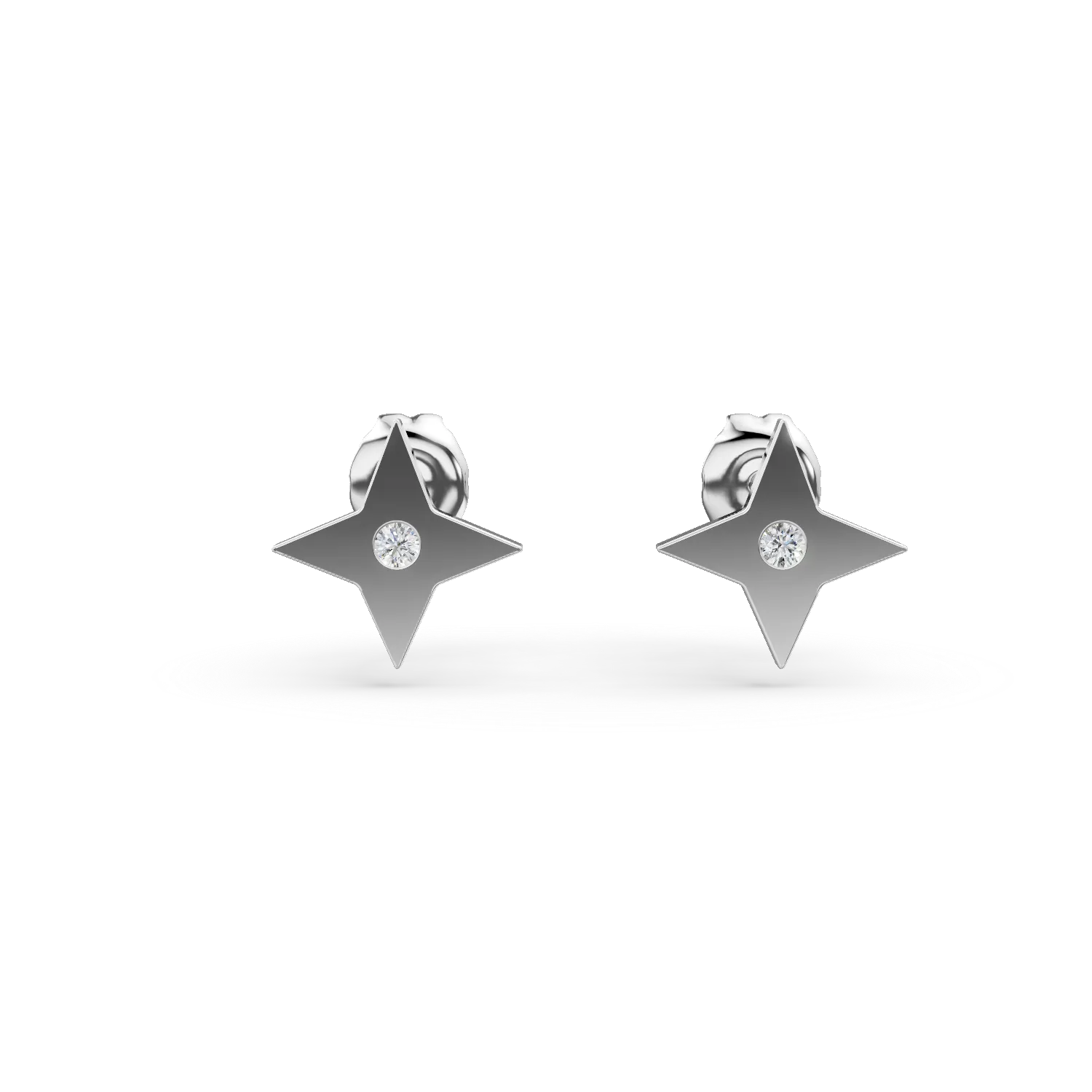 Cercei stea din aur alb cu zirconii