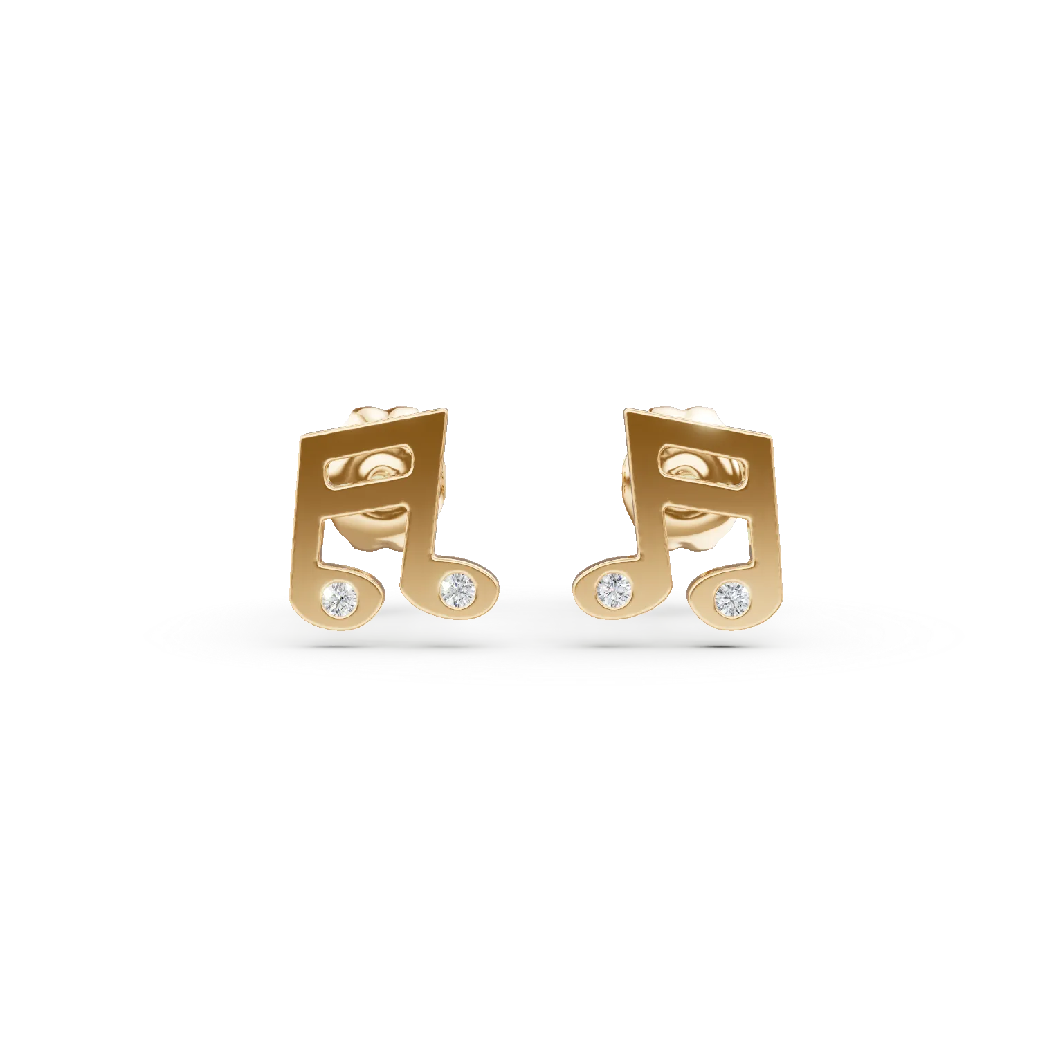Cercei note muzicale din aur galben cu zirconii