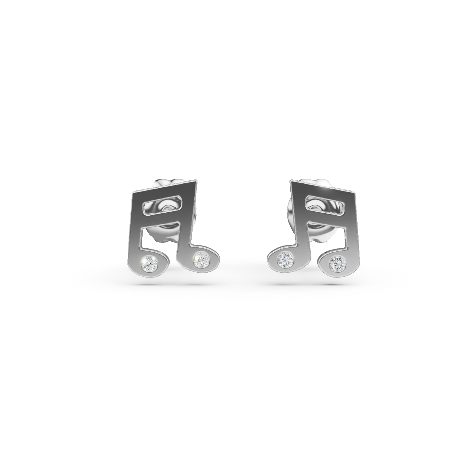 Cercei note muzicale din aur alb cu zirconii