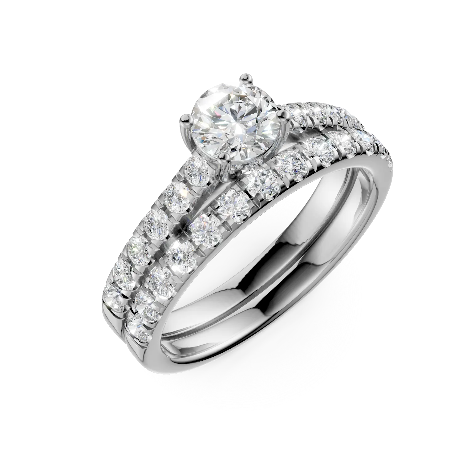 Inel de logodna din aur alb cu diamante de 1.026ct create in laborator