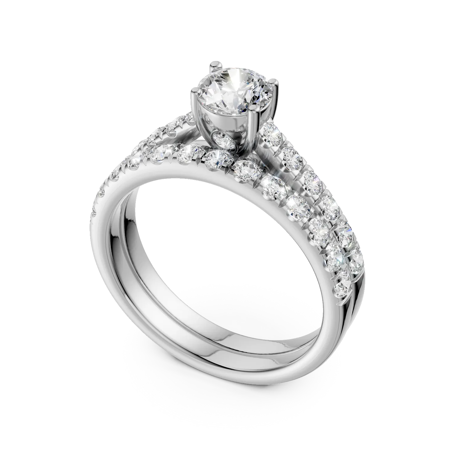 Inel de logodna din aur alb cu diamante de 1.024ct create in laborator