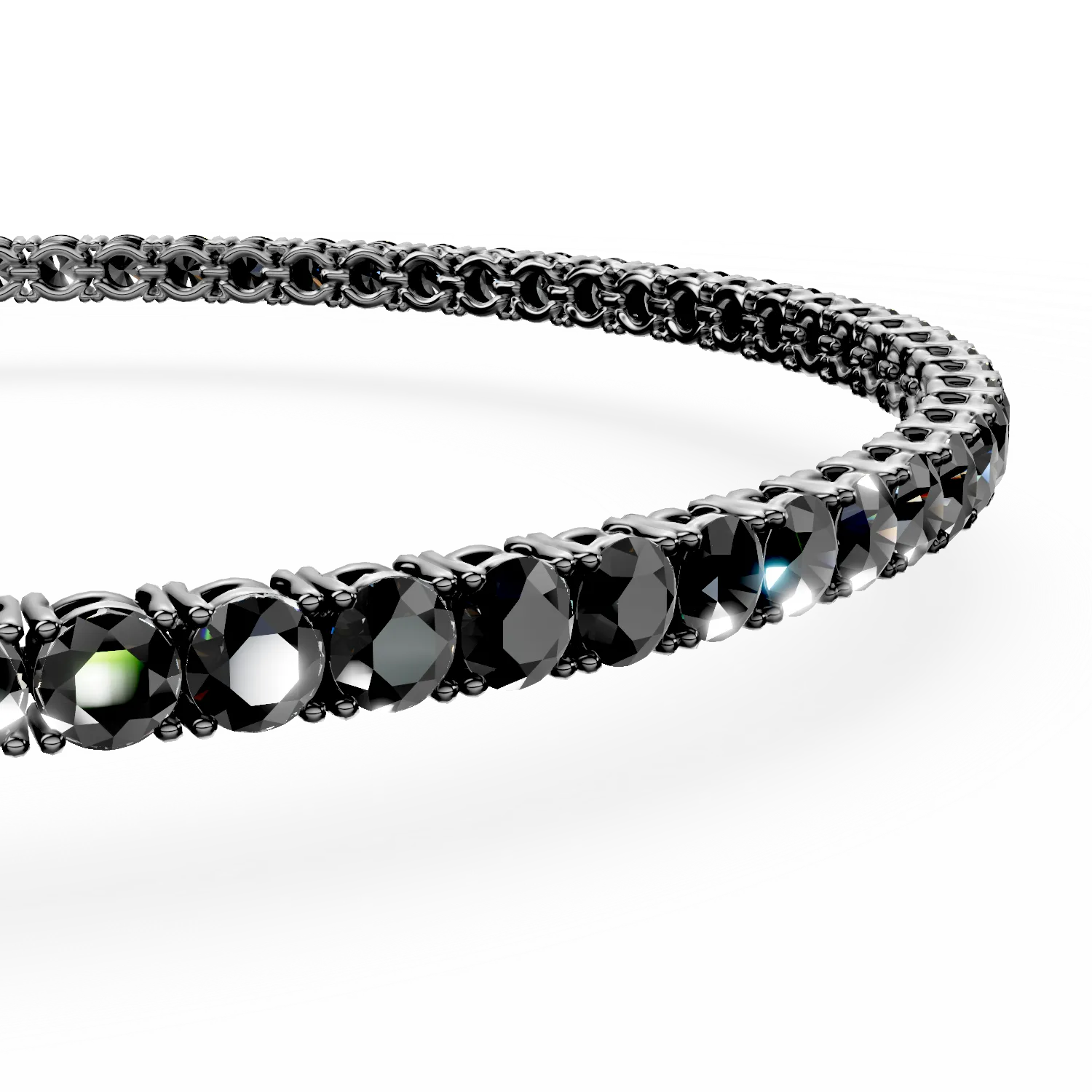 Bratara tennis din argint negru cu zirconii negre