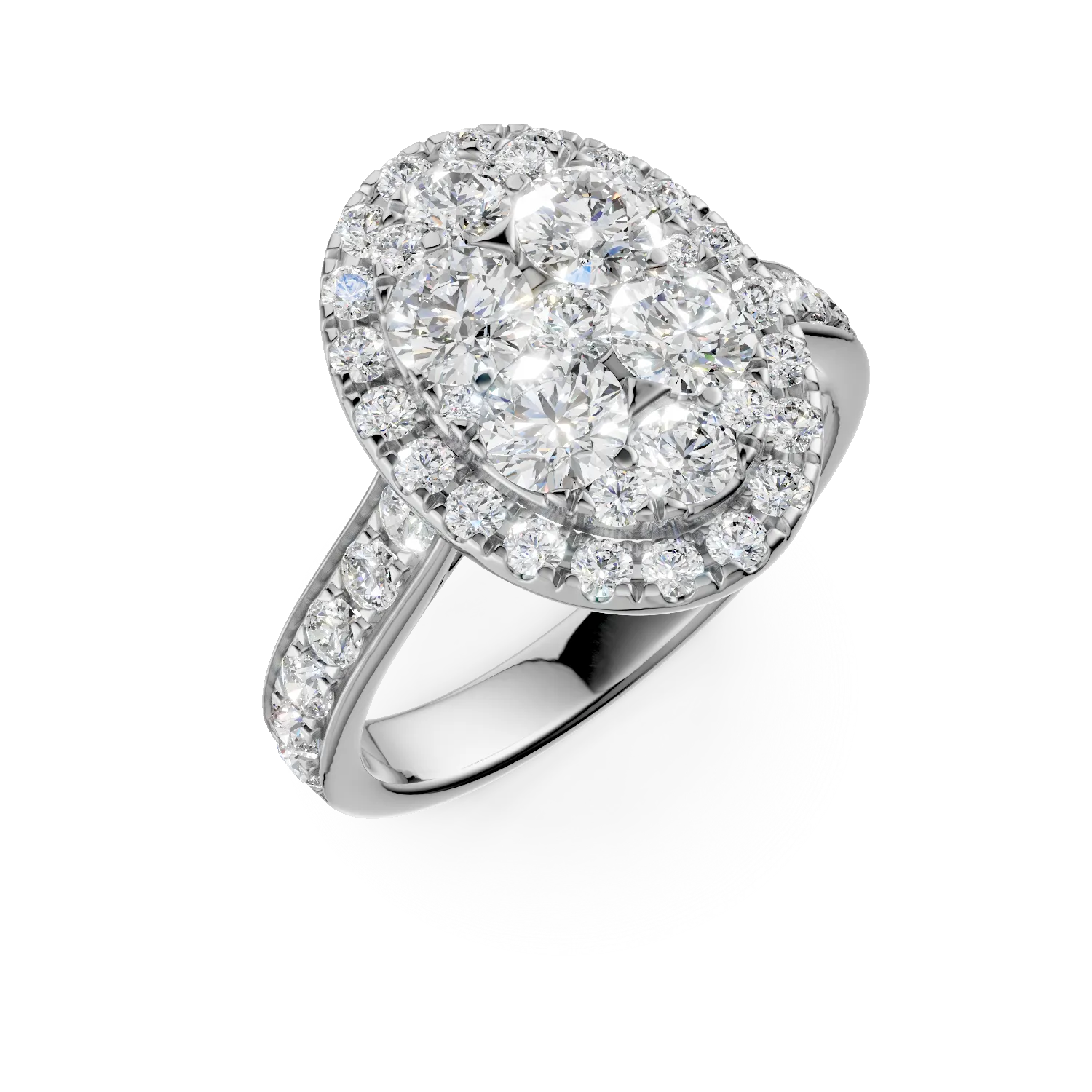 Inel din aur alb cu diamante de 1.495ct create in laborator