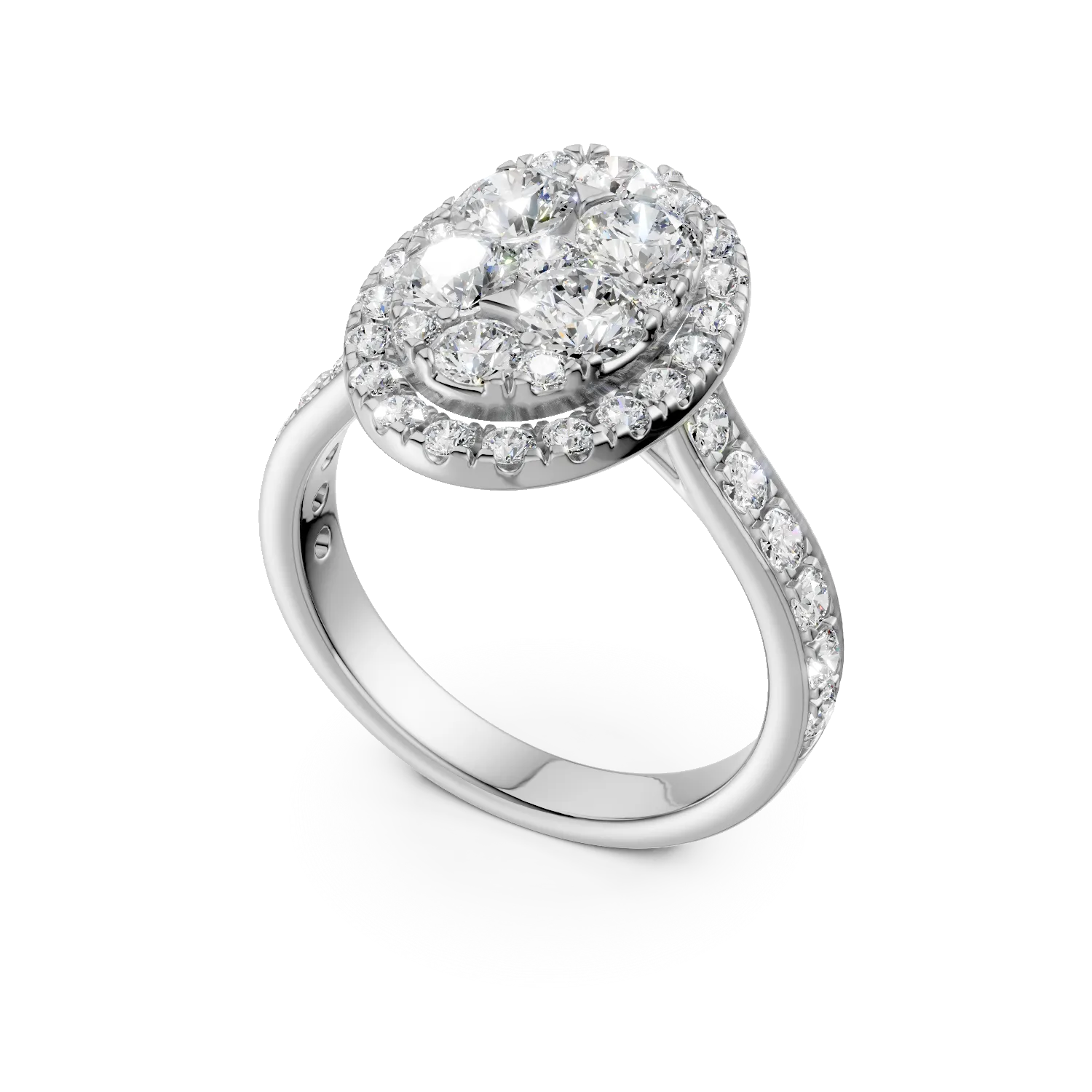 Inel din aur alb cu diamante de 1.4ct create in laborator