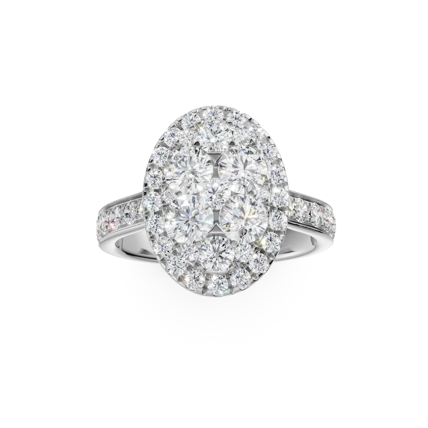 Inel din aur alb cu diamante de 1.4ct create in laborator