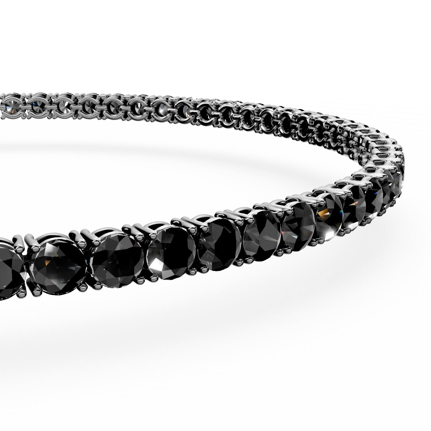 Bratara tennis din argint negru cu zirconii negre
