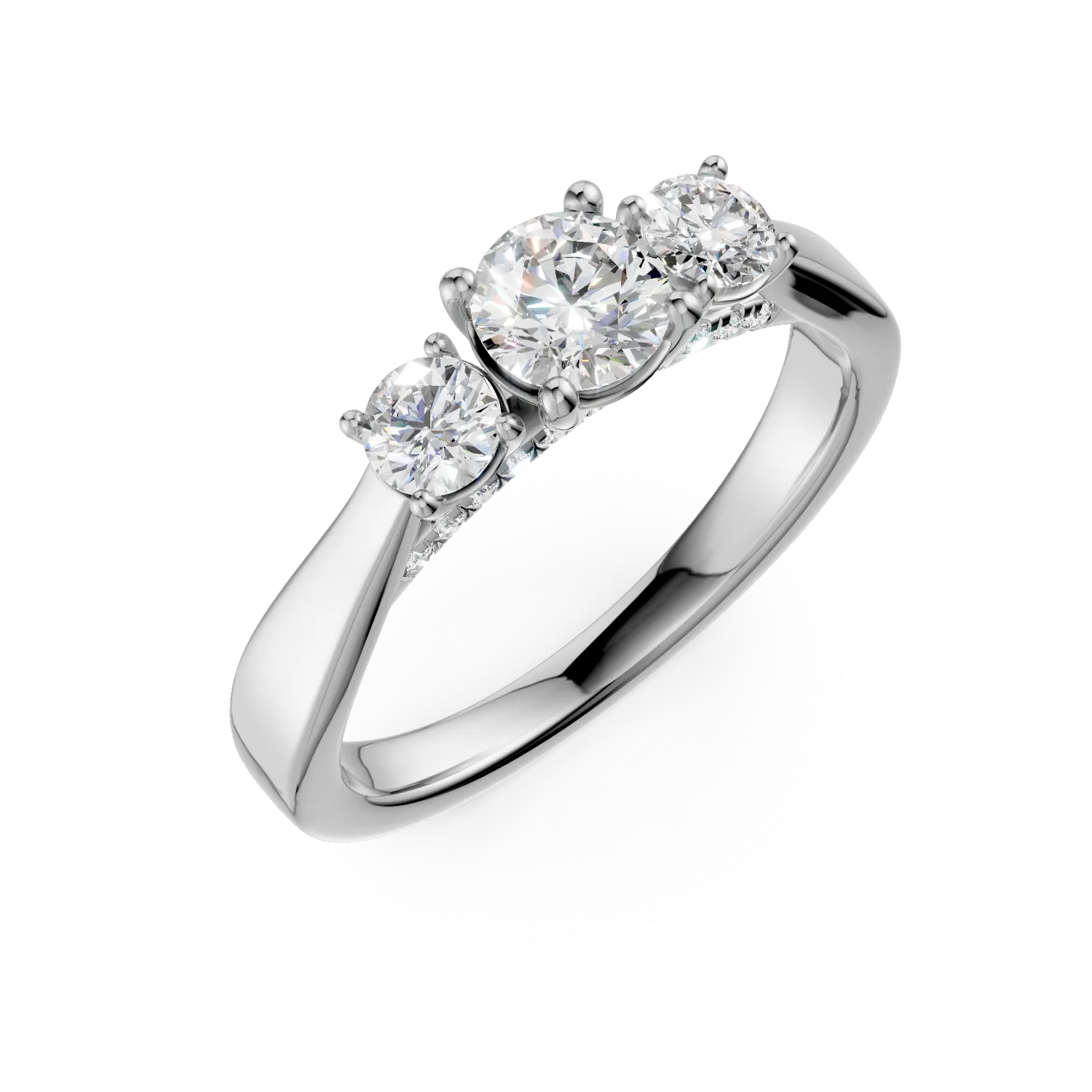 Inel din aur alb cu diamante de 1.139ct create in laborator