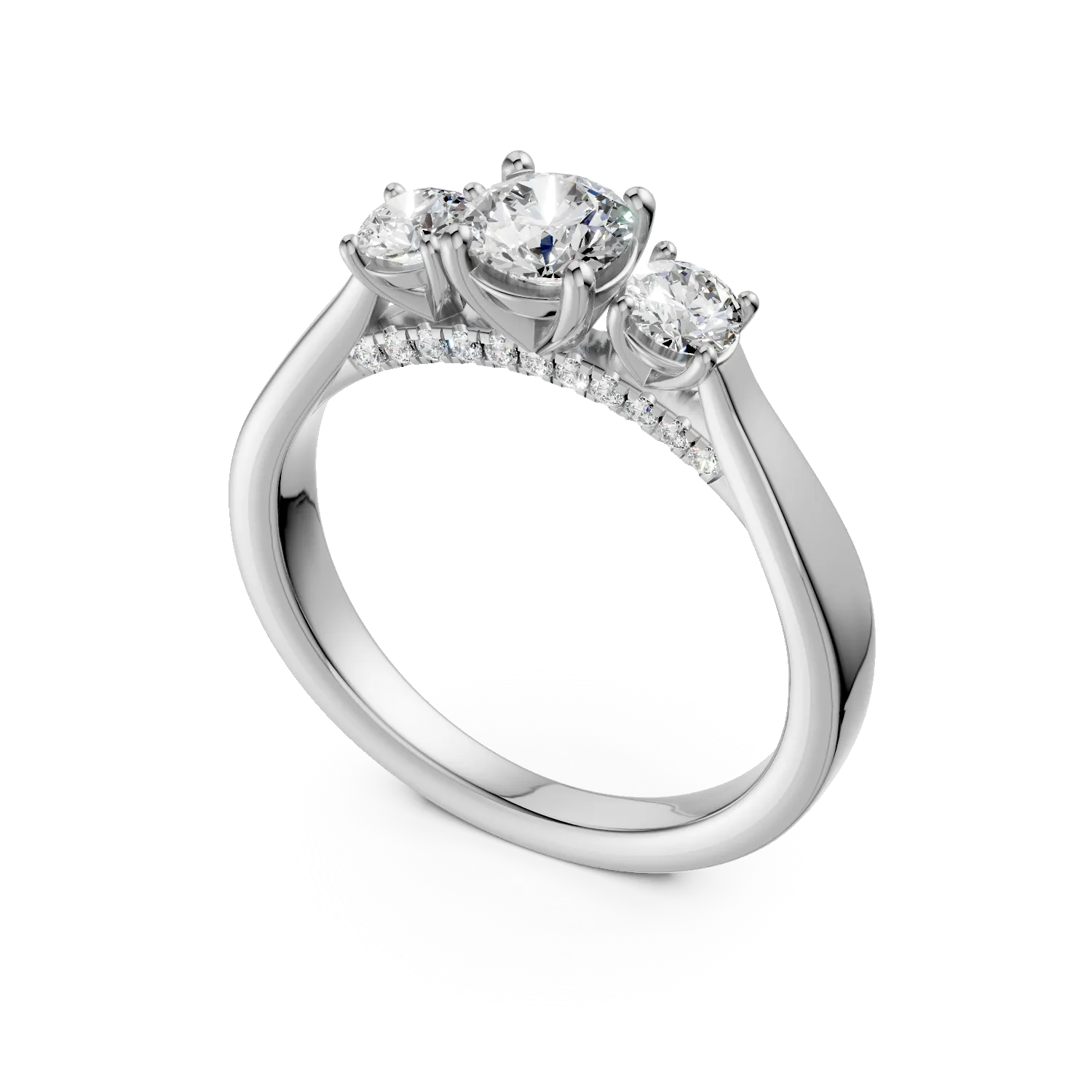 Inel din aur alb cu diamante de 1.1ct create in laborator
