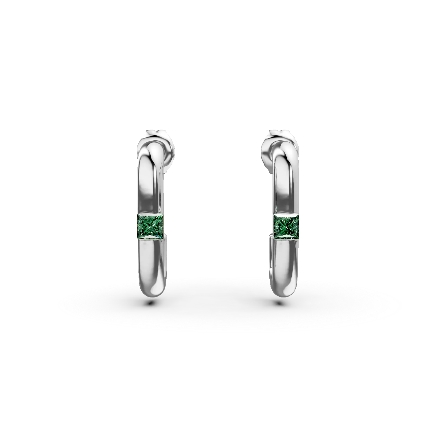 Cercei minimalisti din argint cu zirconii verzi