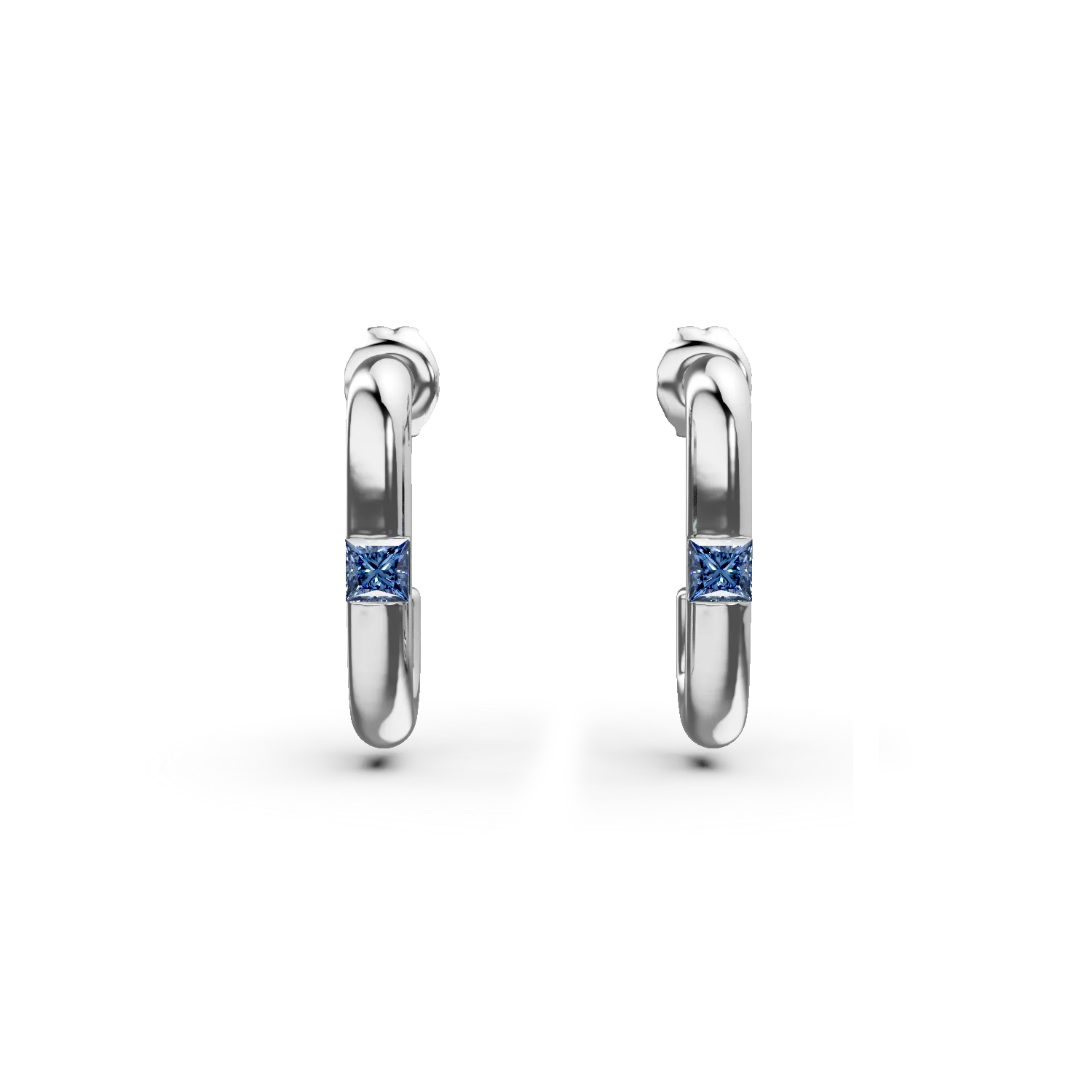 Cercei minimalisti din argint cu zirconii albastre