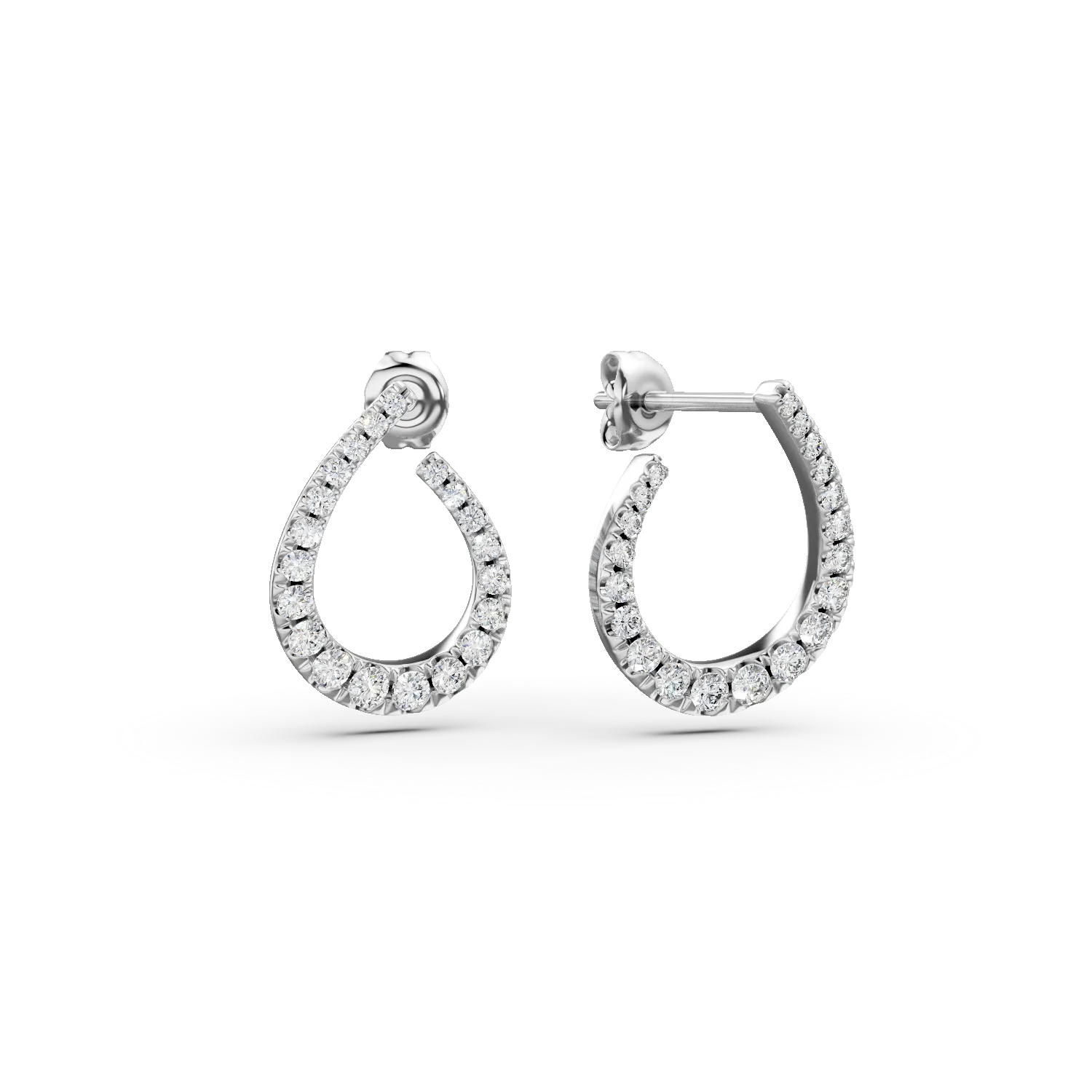 Cercei on-ear cu surub din aur alb cu diamante de 1.003ct create in laborator