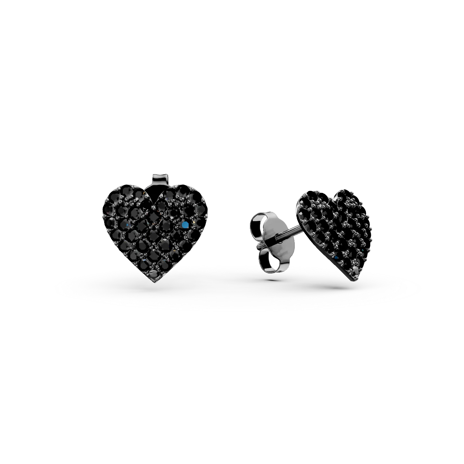 Cercei inimioare din argint negru cu zirconii negre