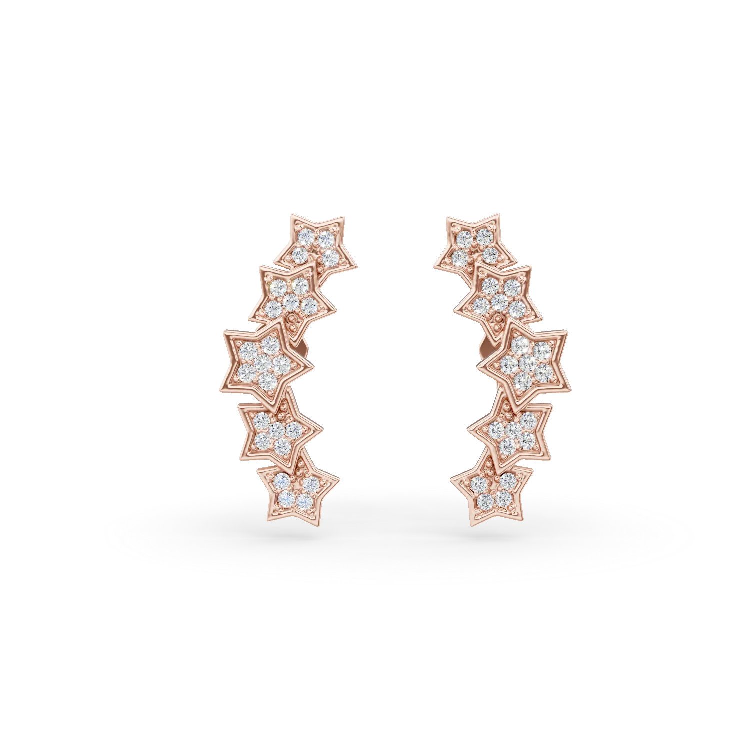 Cercei stelute ear cuff din argint roz cu zirconii - imagine 2